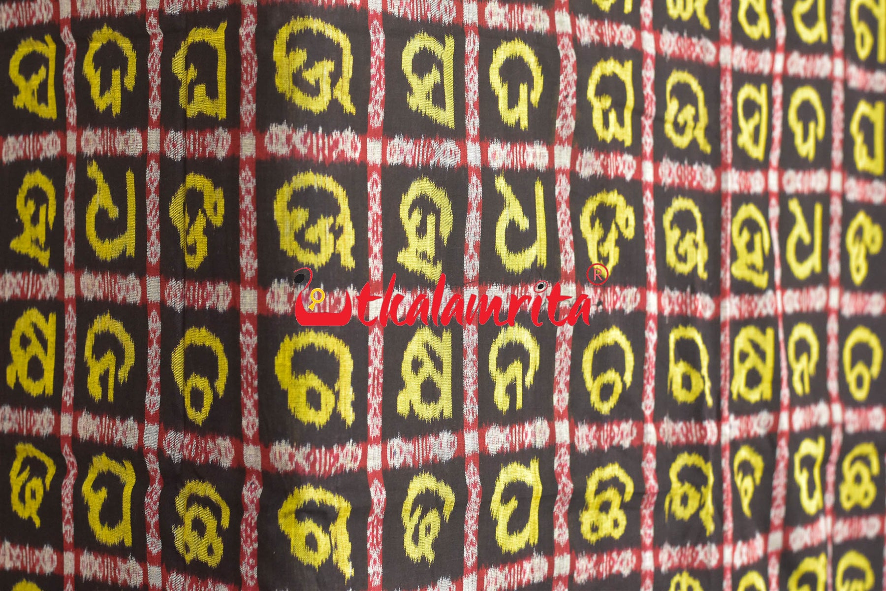 Yelow Odia Alphabets on Black (Fabric)