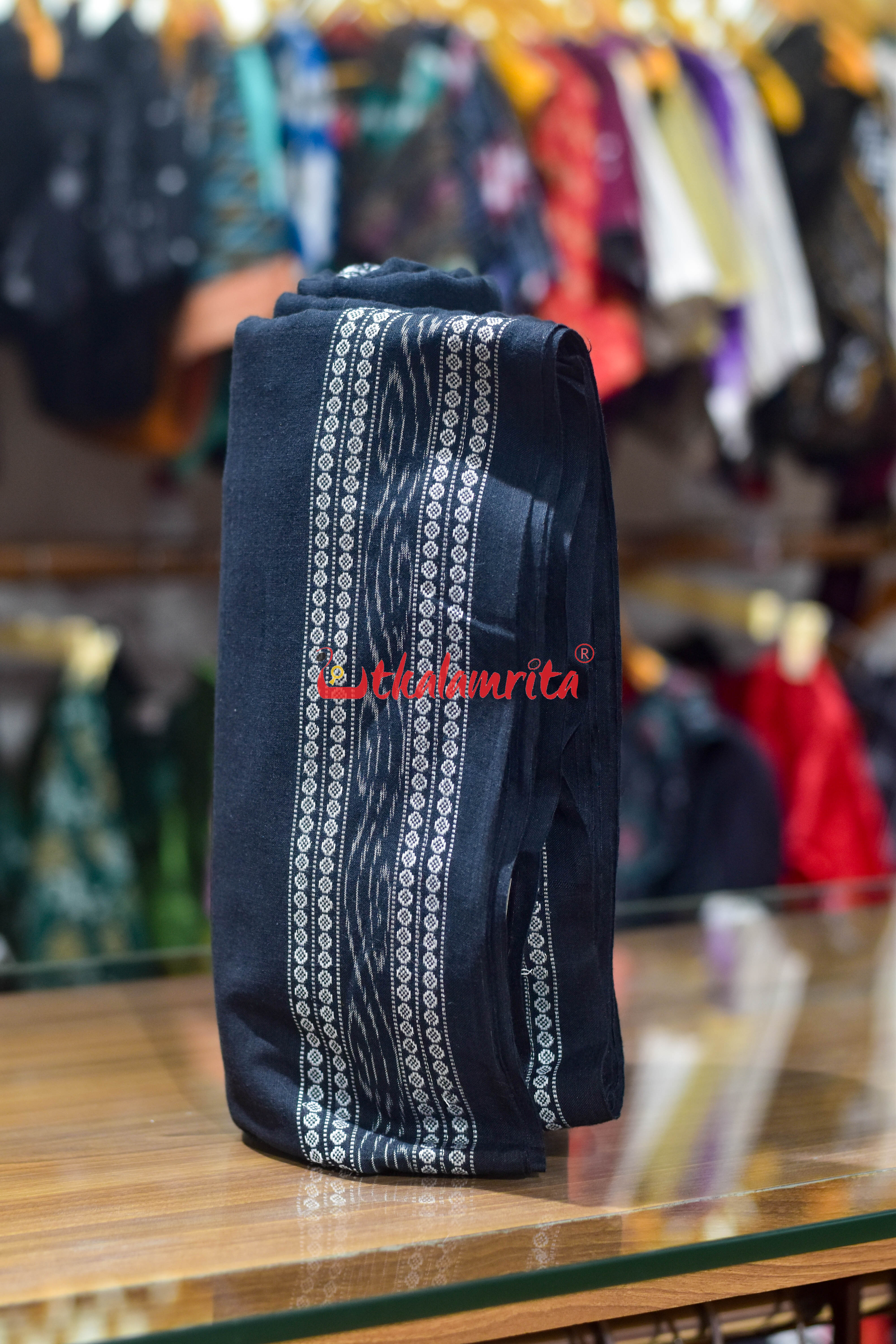 Black With Ikat Border (Fabric)