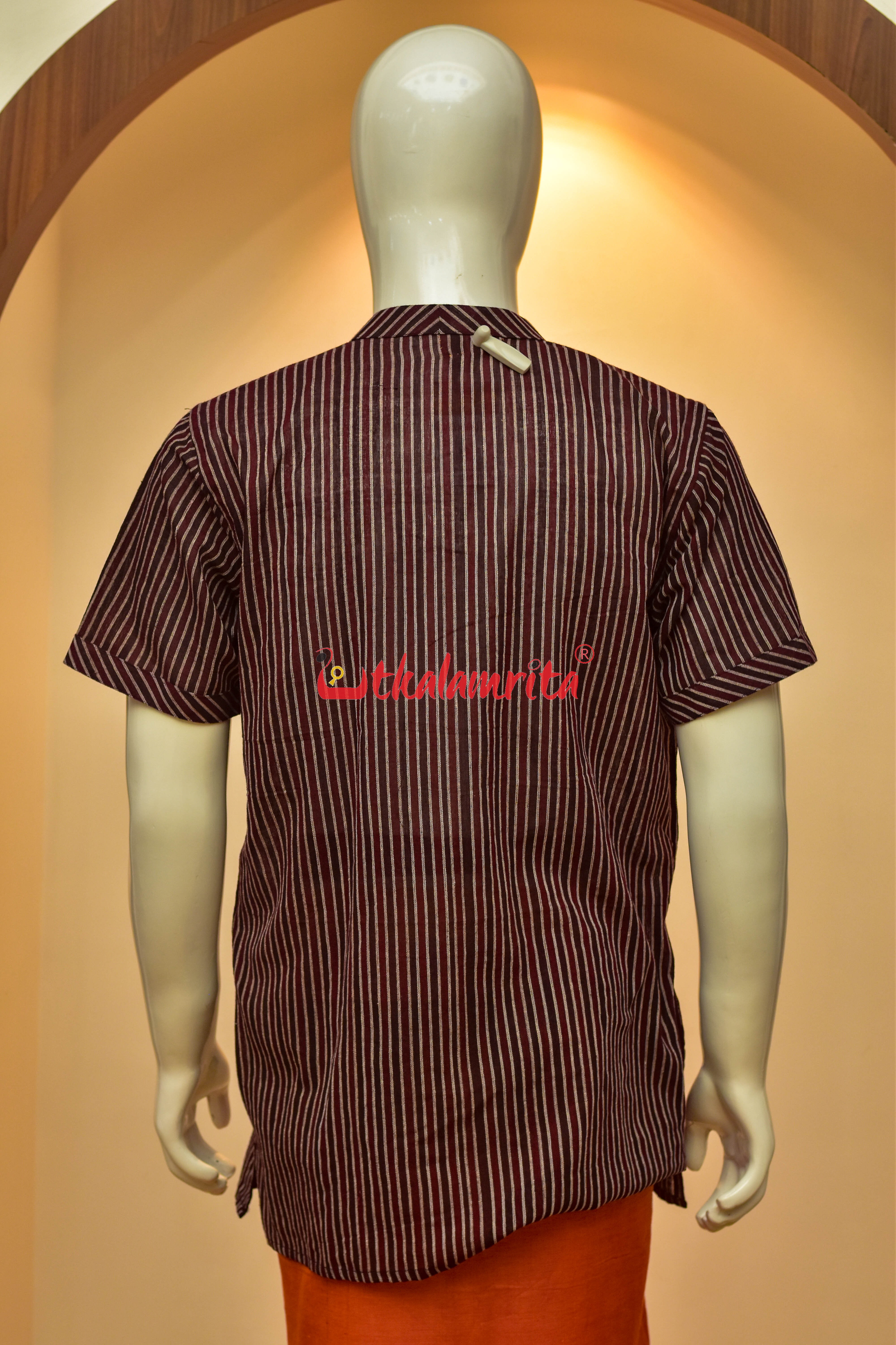 Coffee Maroon Lines Kotpad (Men's Half Kurta)