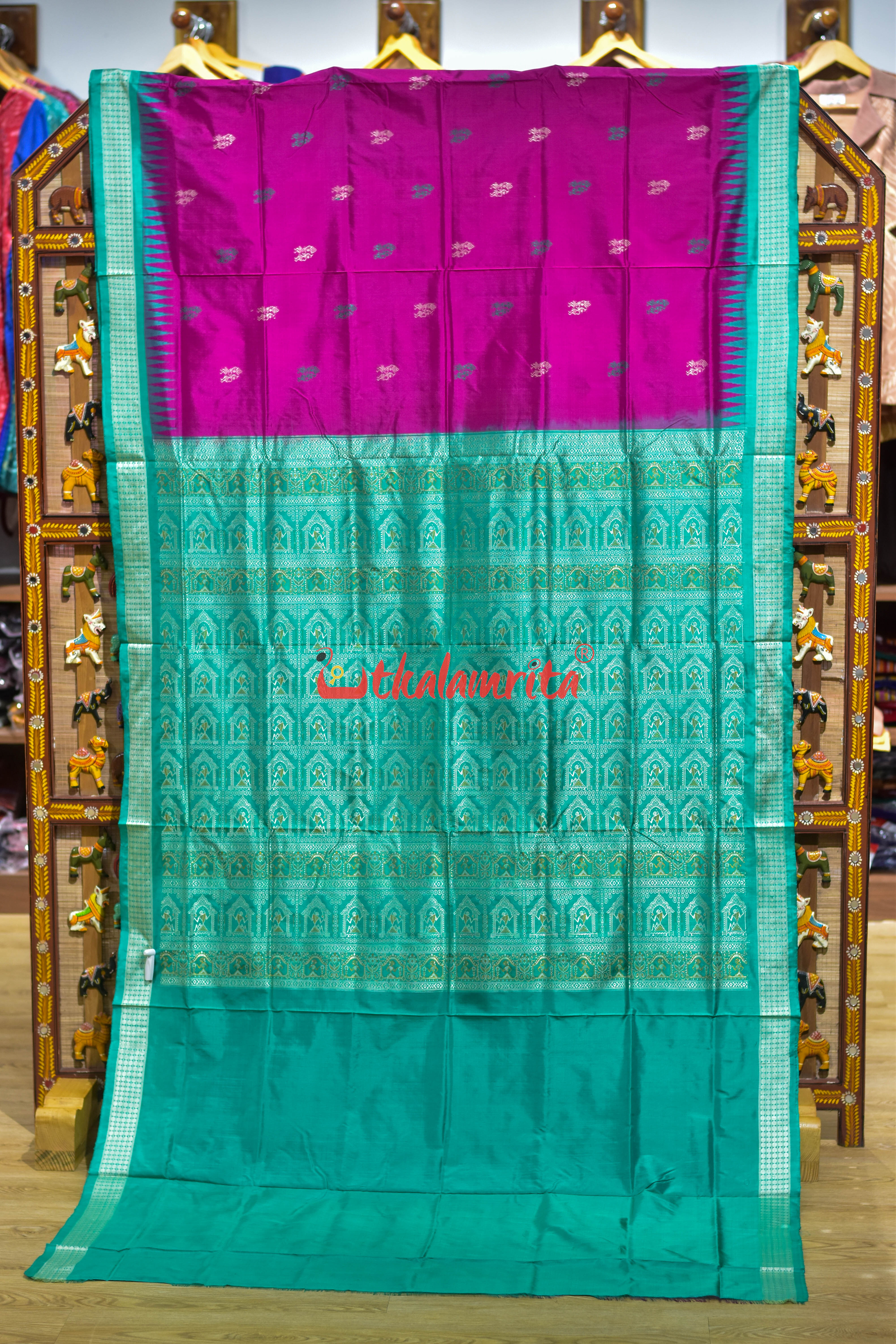 Body Tribals Magenta Bomkai Silk Saree