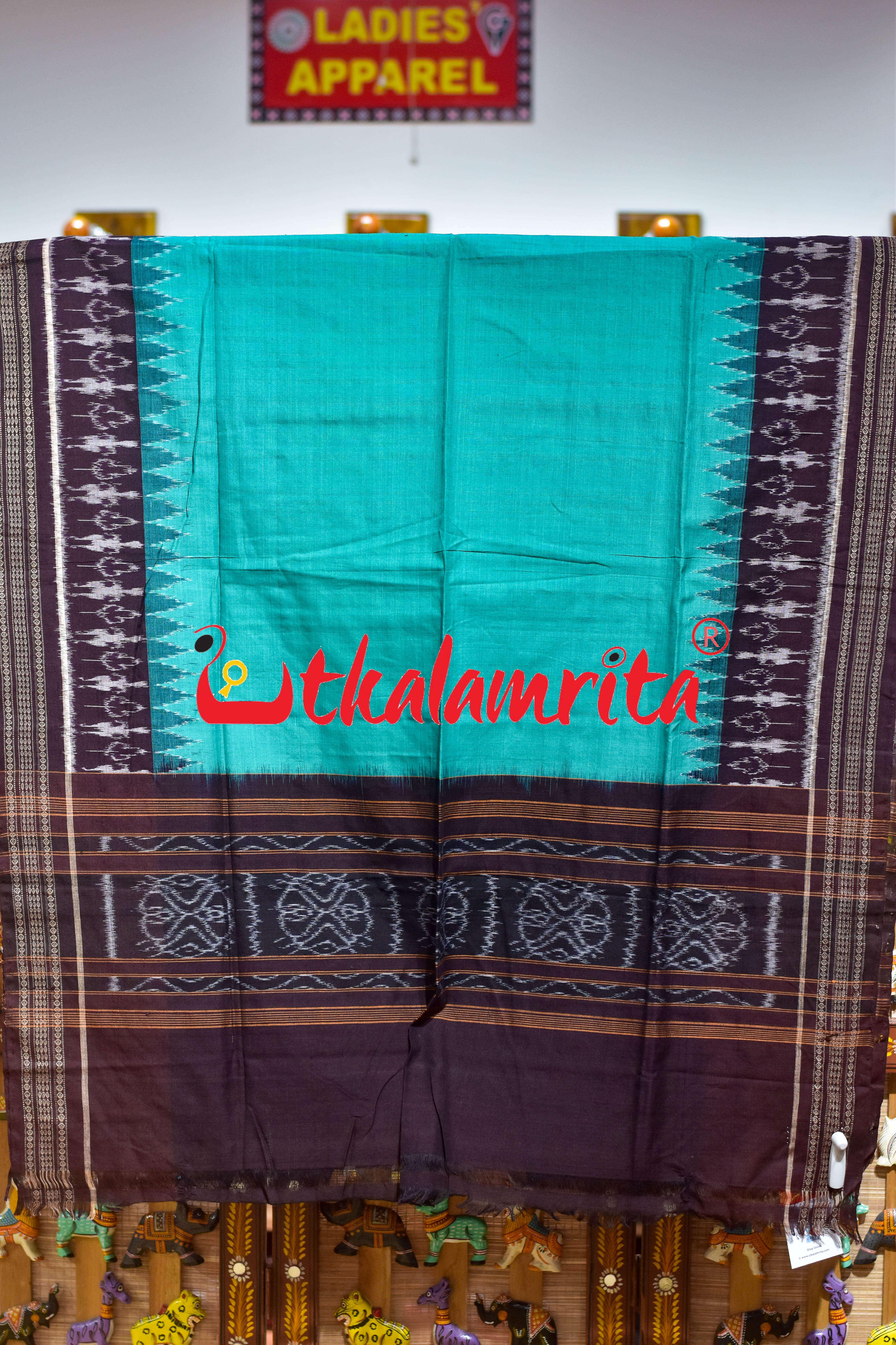 Tribal Border Sea Green Coffee (Dupatta)