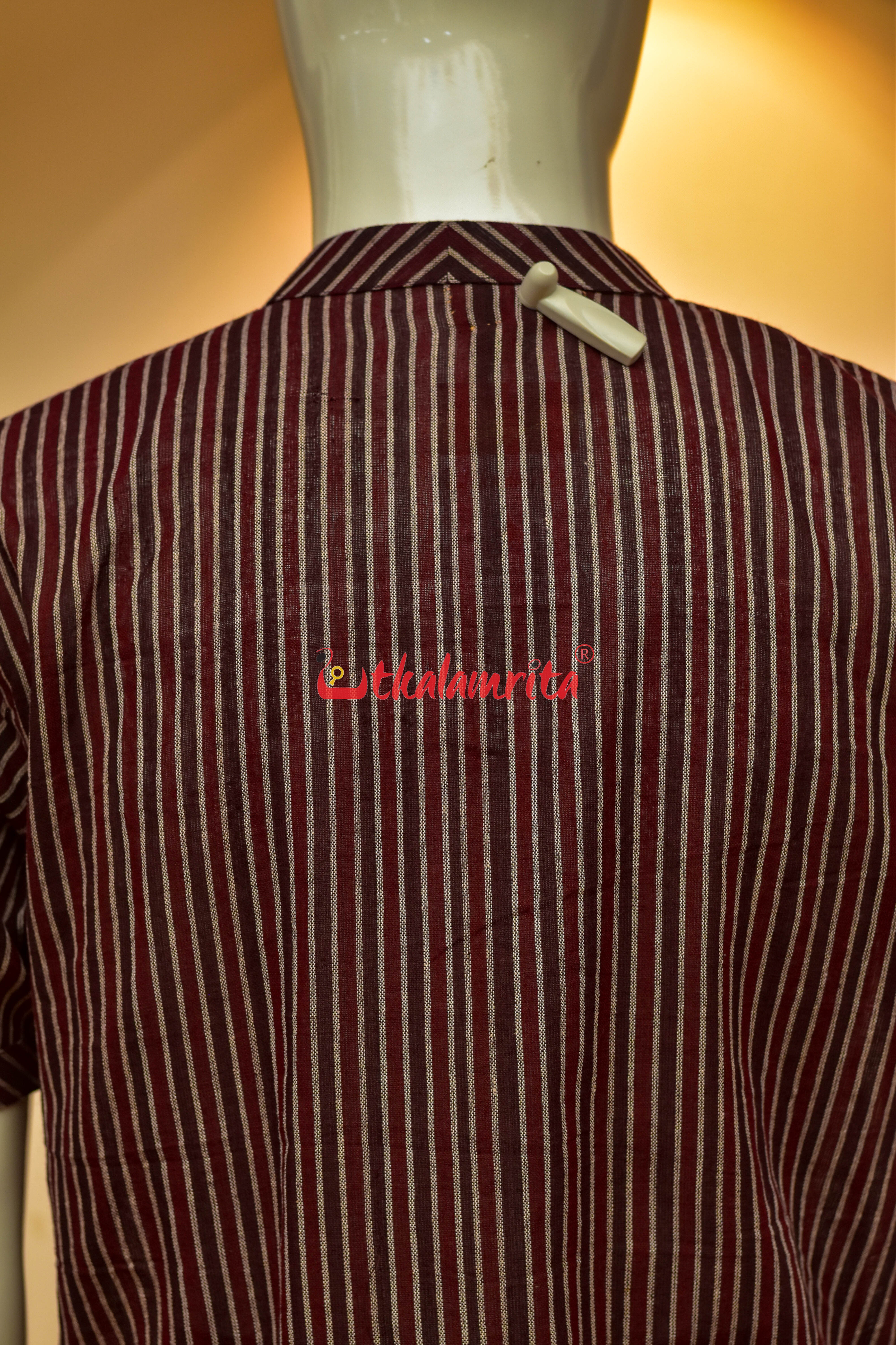 Coffee Maroon Lines Kotpad (Men's Half Kurta)