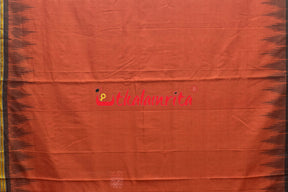 Rust Pasapali Border Khandua Cotton Saree