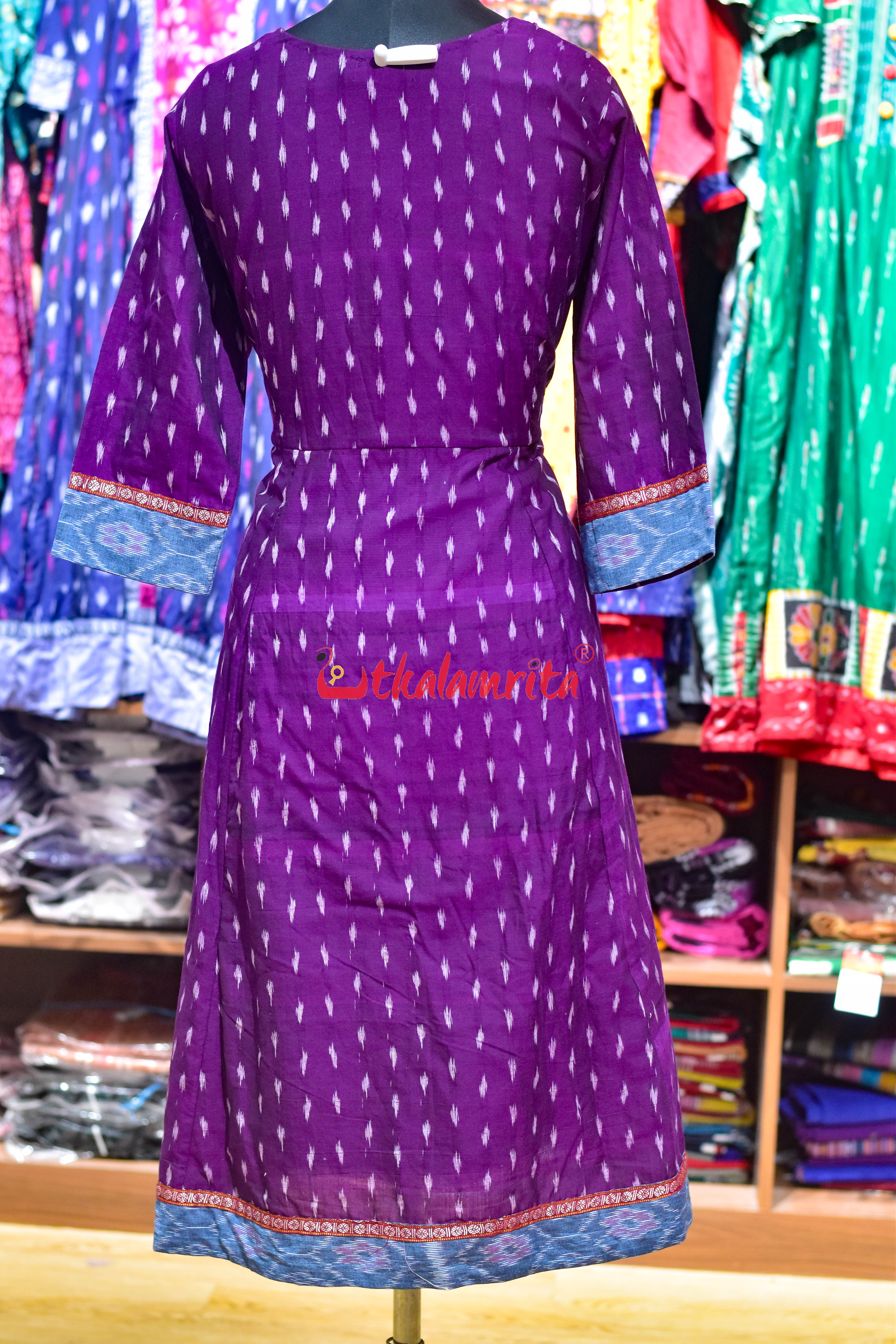 Purple White Dots with Nabakothi Design (Anarkali)