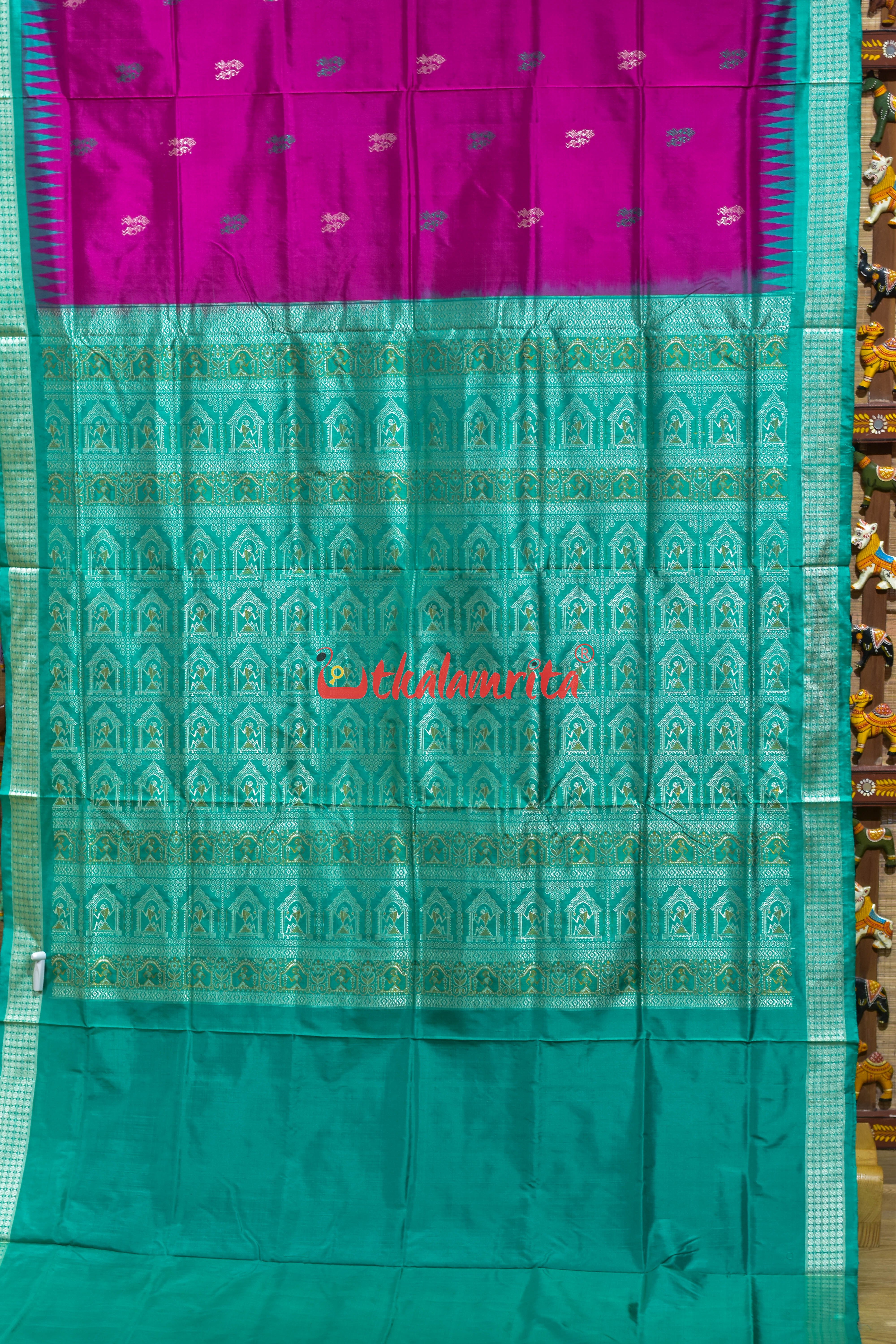 Body Tribals Magenta Bomkai Silk Saree