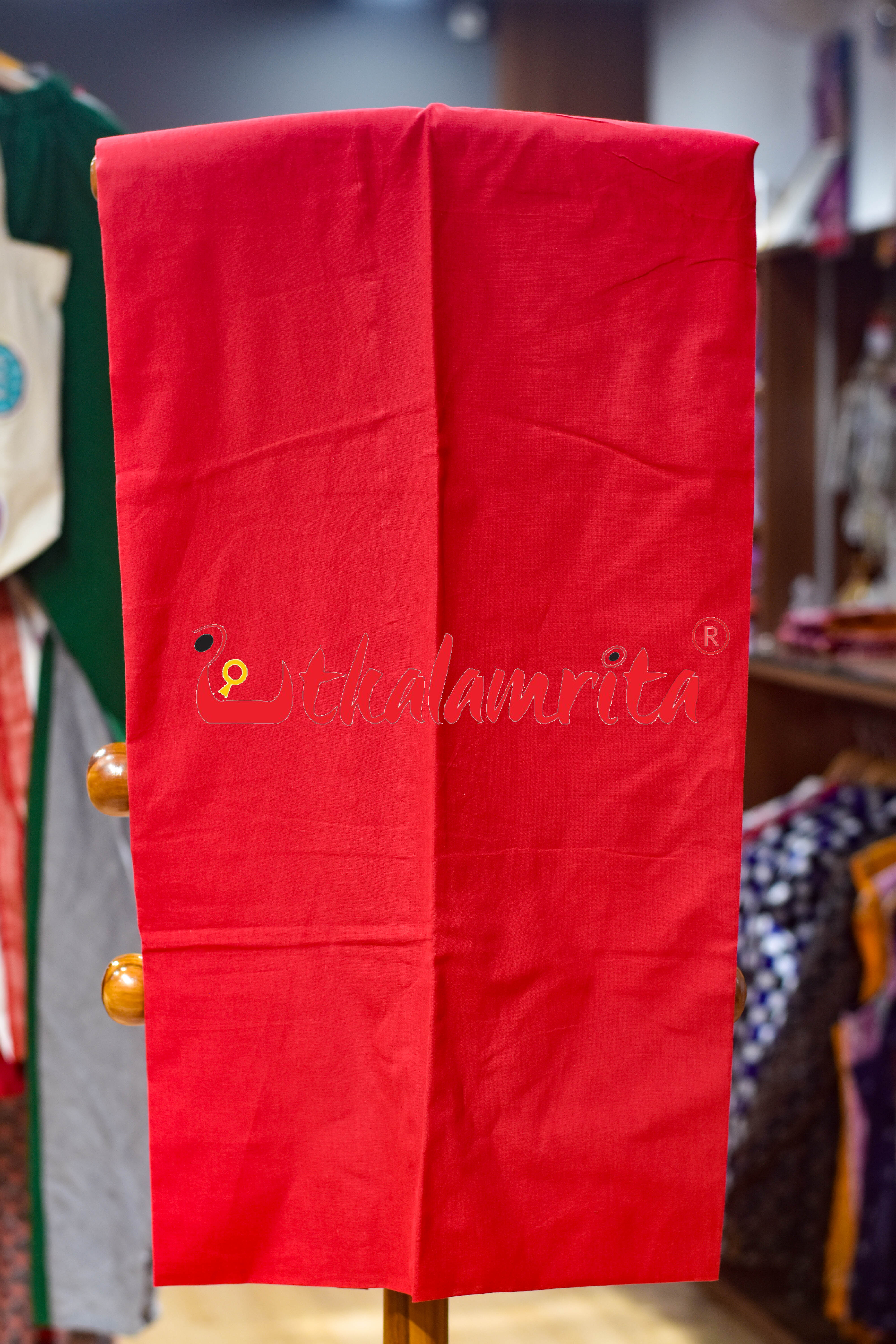 Black Red Damru Kothi Pasapali Cotton Dress Set