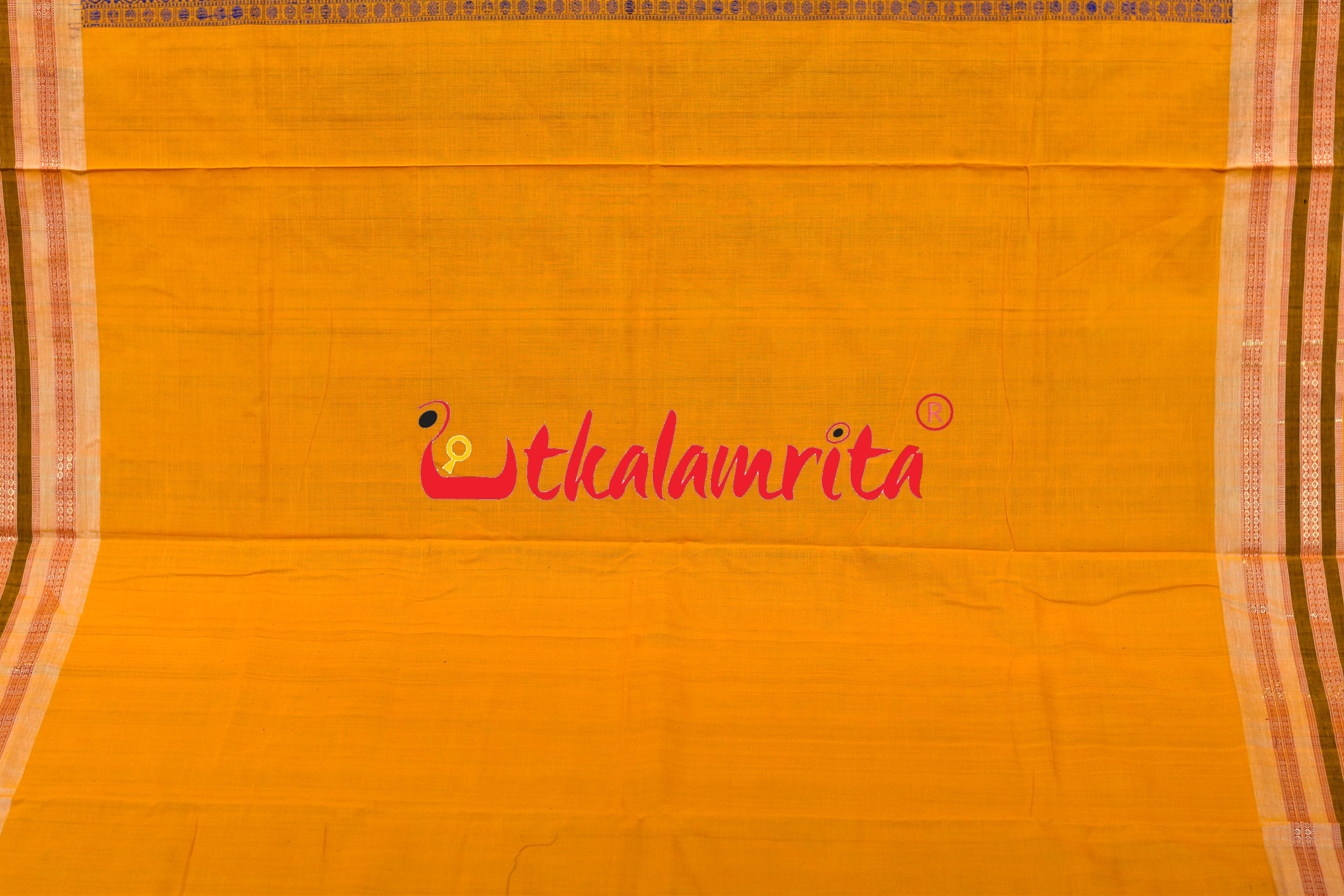 Navy Blue Yellow 3 Dhadi Doll Bomkai Cotton Saree