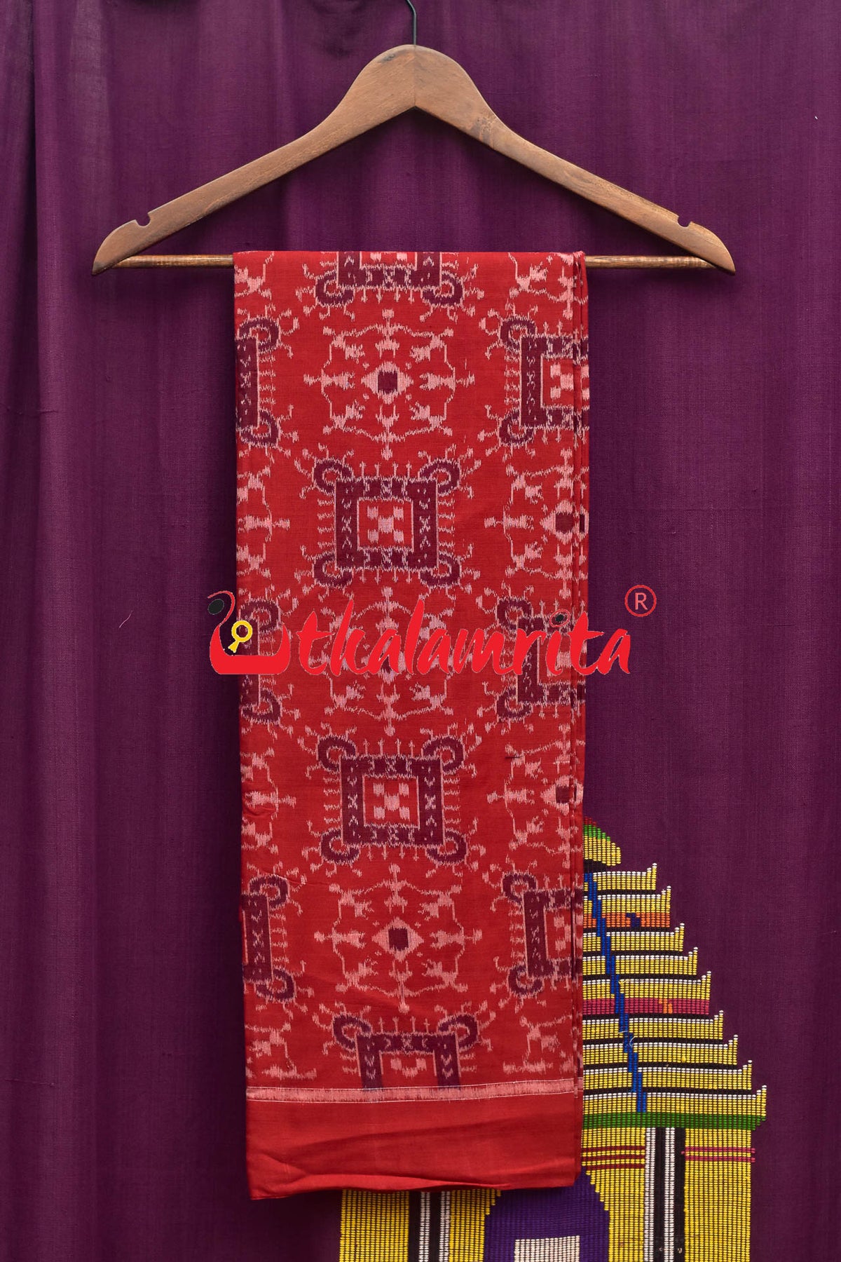 3D Red Black Tribals Sambalpuri Cotton Dress Set