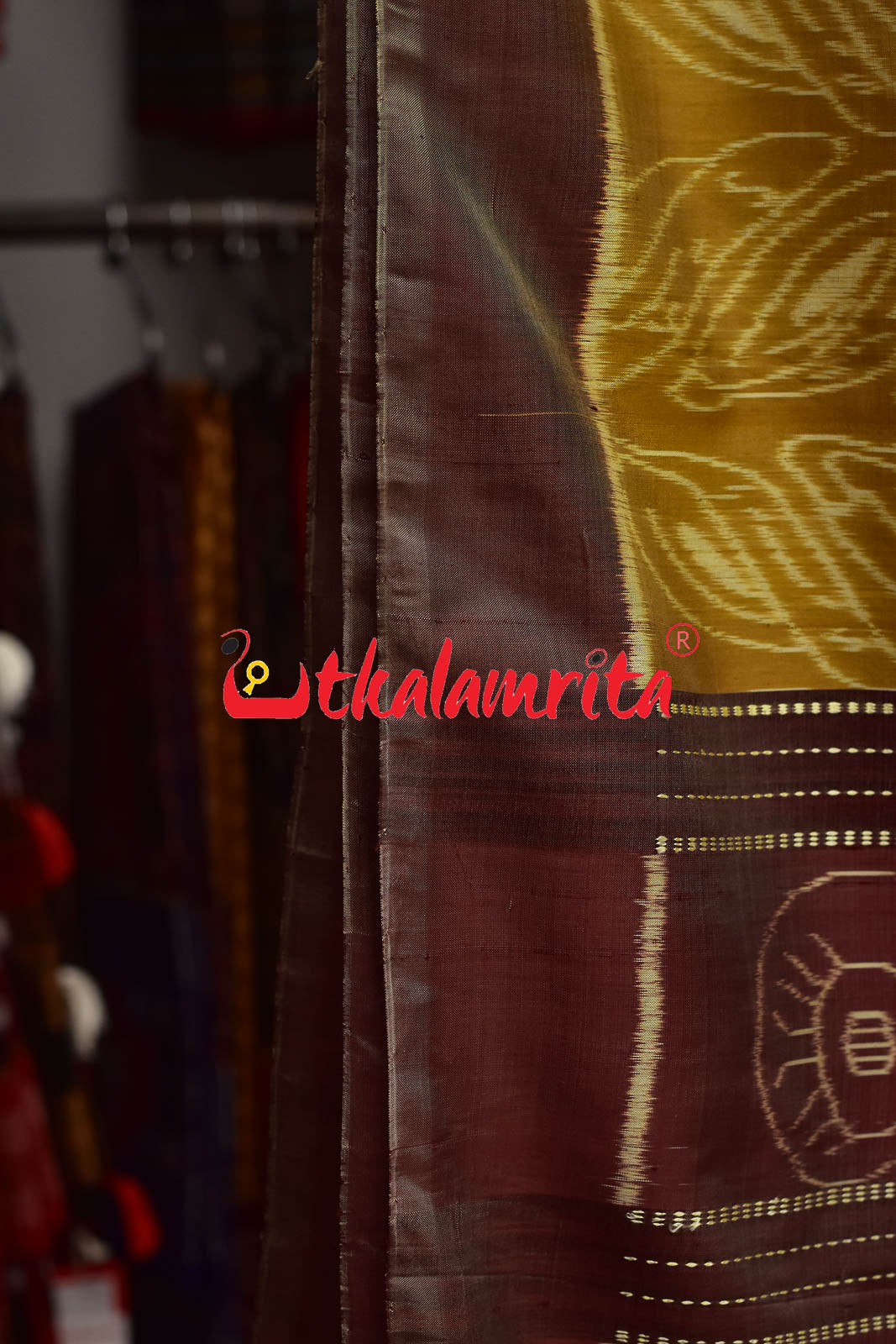 Khaja Natural Dye Mayura Anchal Khandua Silk Saree