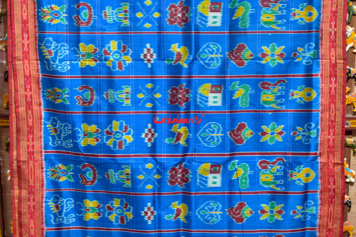 German Blue Nabakothi Khandua Silk Saree