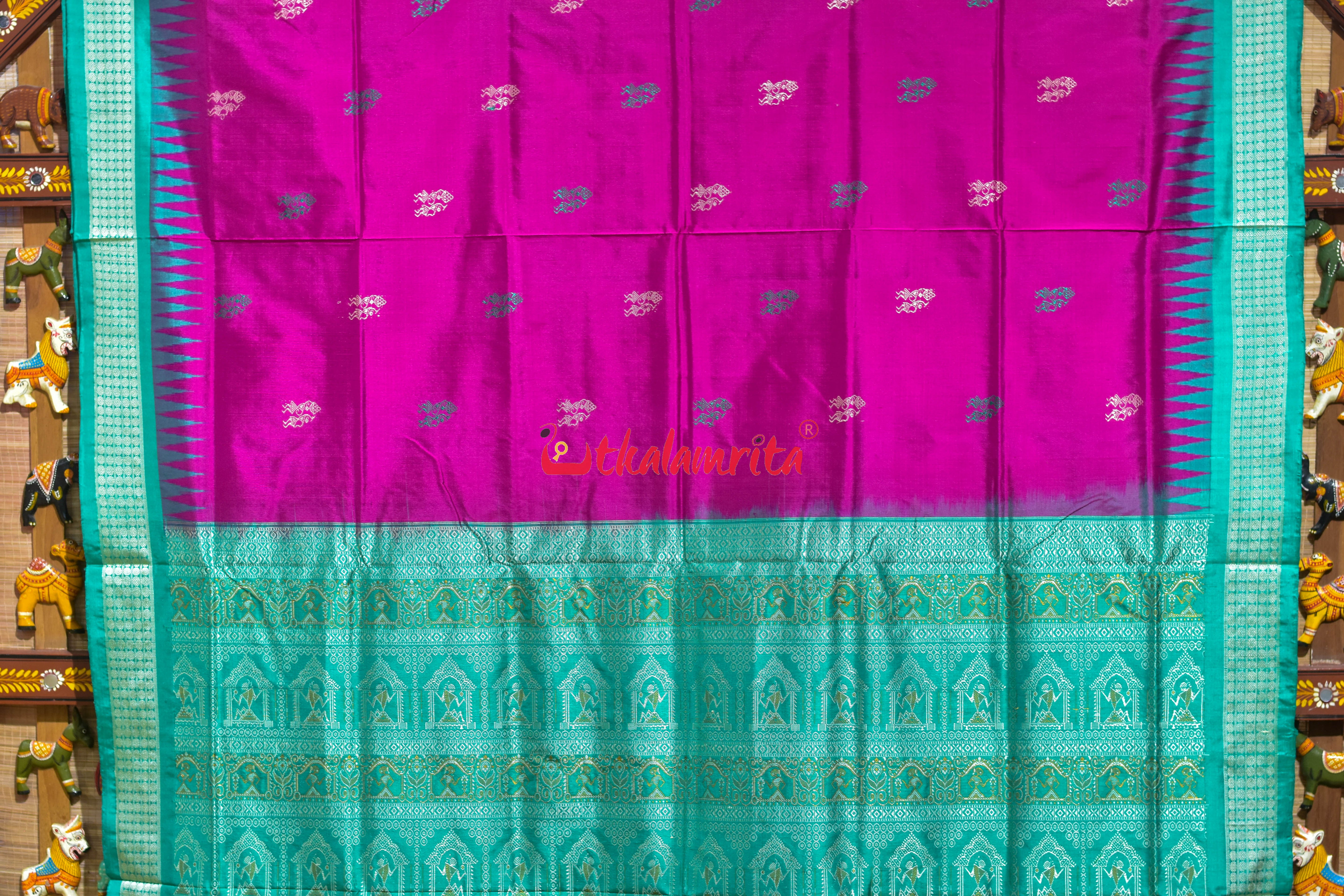 Body Tribals Magenta Bomkai Silk Saree