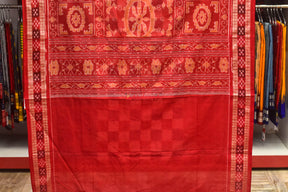 Blue Red Box Pasapali 3D Cotton Saree