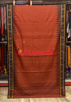 Rust Pasapali Border Khandua Cotton Saree