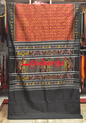 Odia Letters on Maroon Silk (Saree)