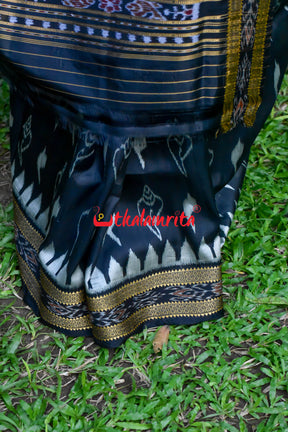 Black Sankha Khandua Silk Saree