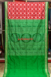 Red Green Pasapali Sambalpuri Silk Saree
