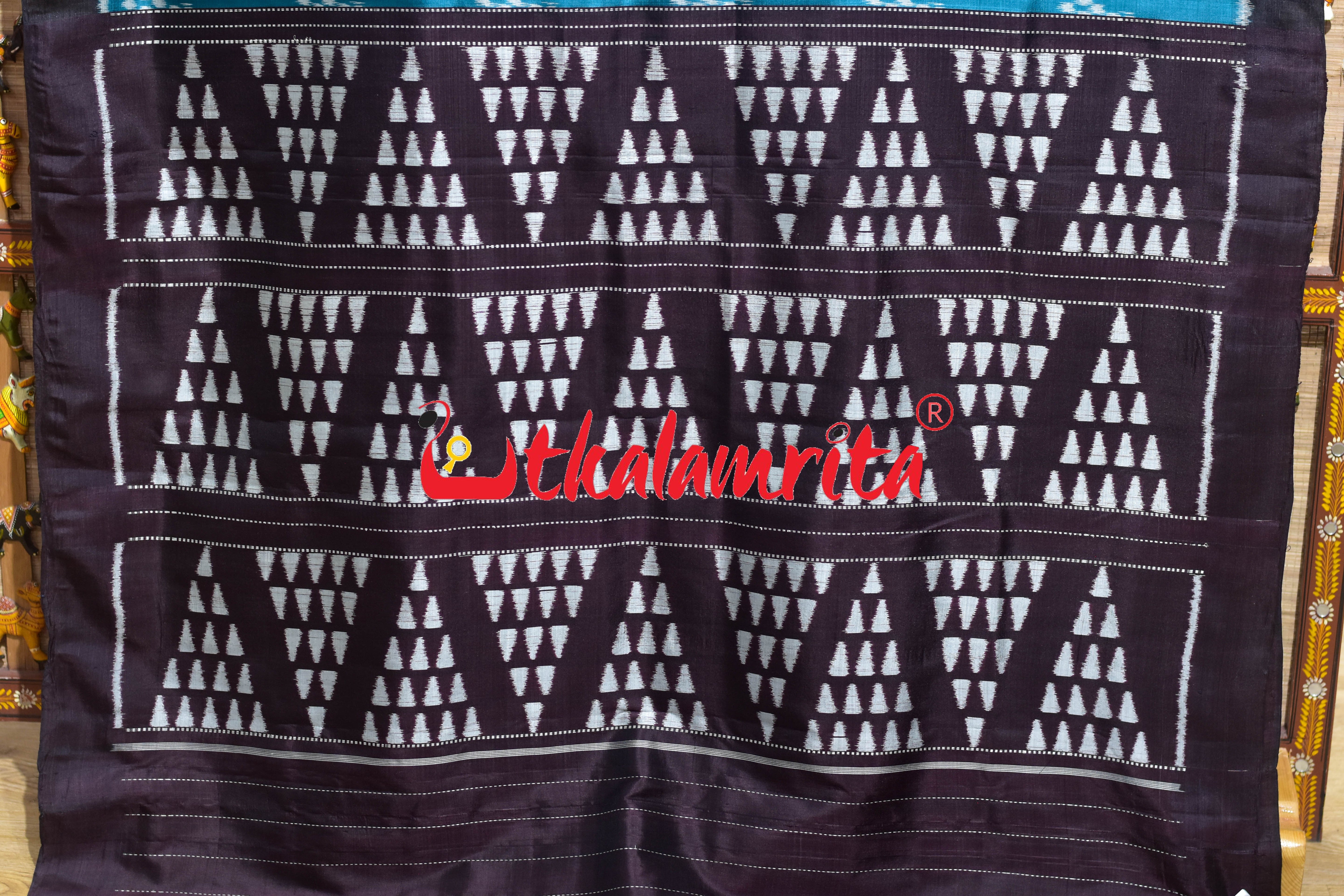Aqua Blue Chitta Khandua Silk Saree