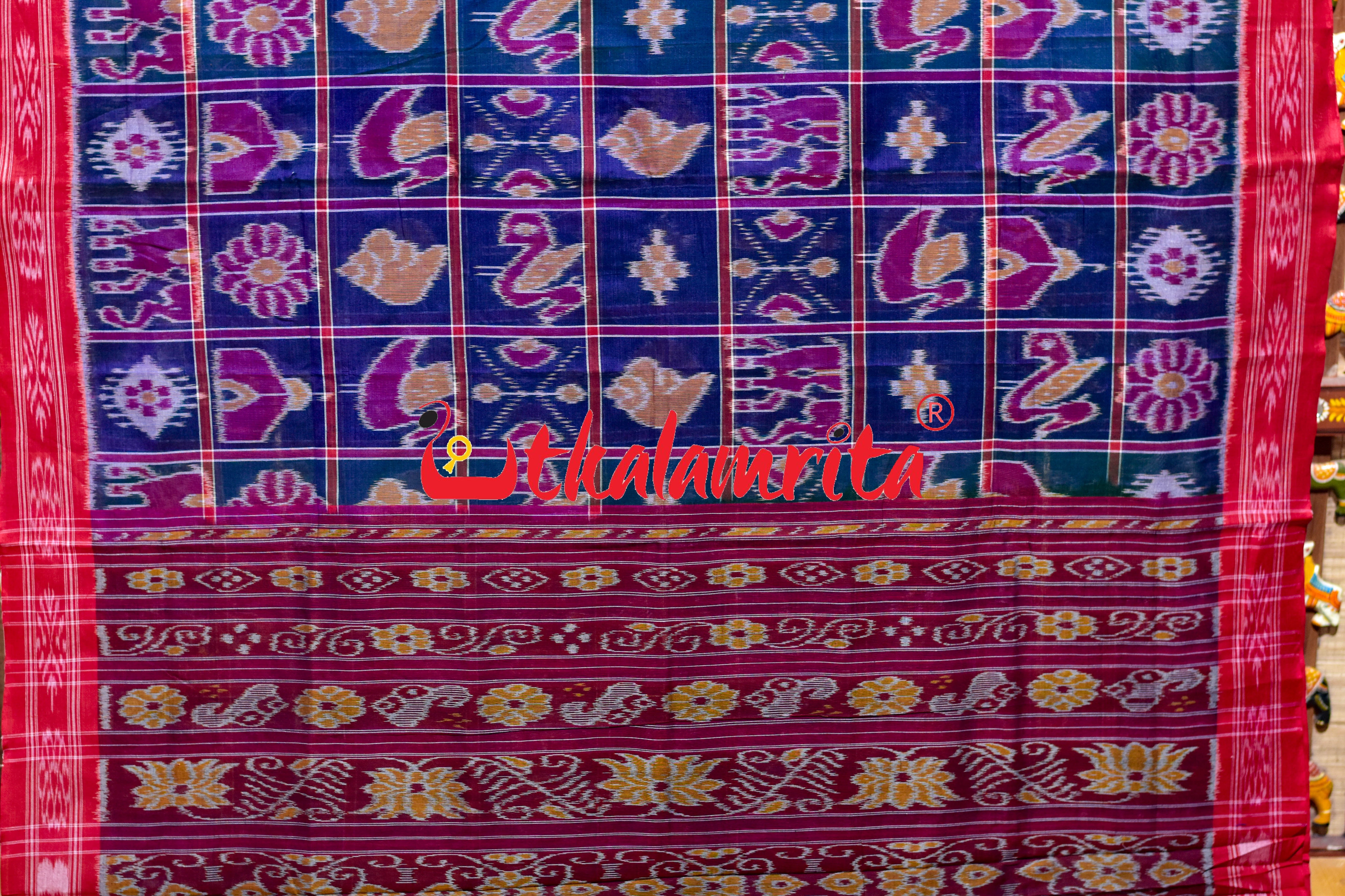 Teal Blue Nabakothi Cotton Saree