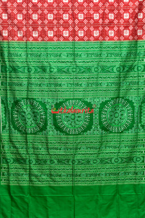 Red Green Pasapali Sambalpuri Silk Saree