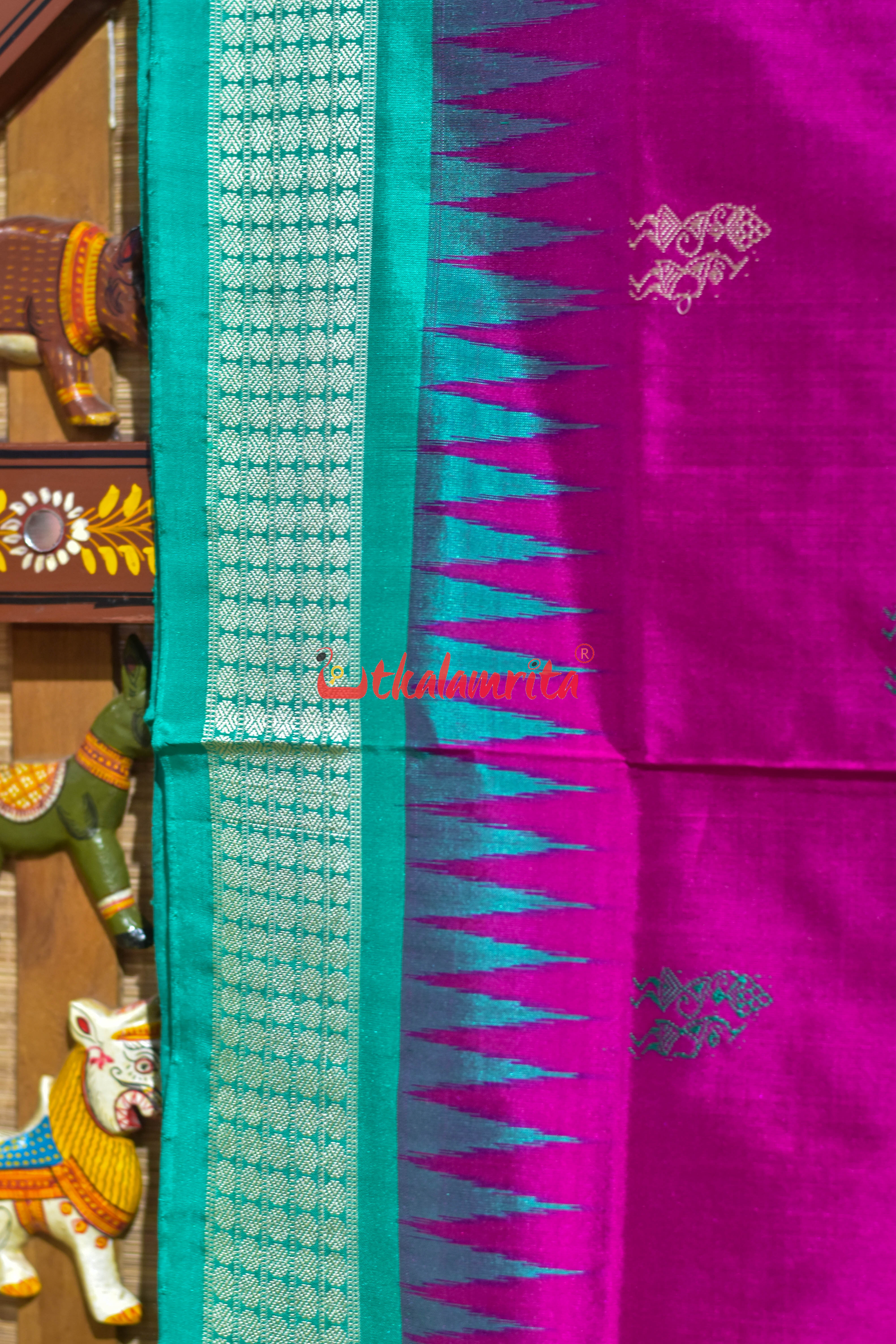Body Tribals Magenta Bomkai Silk Saree