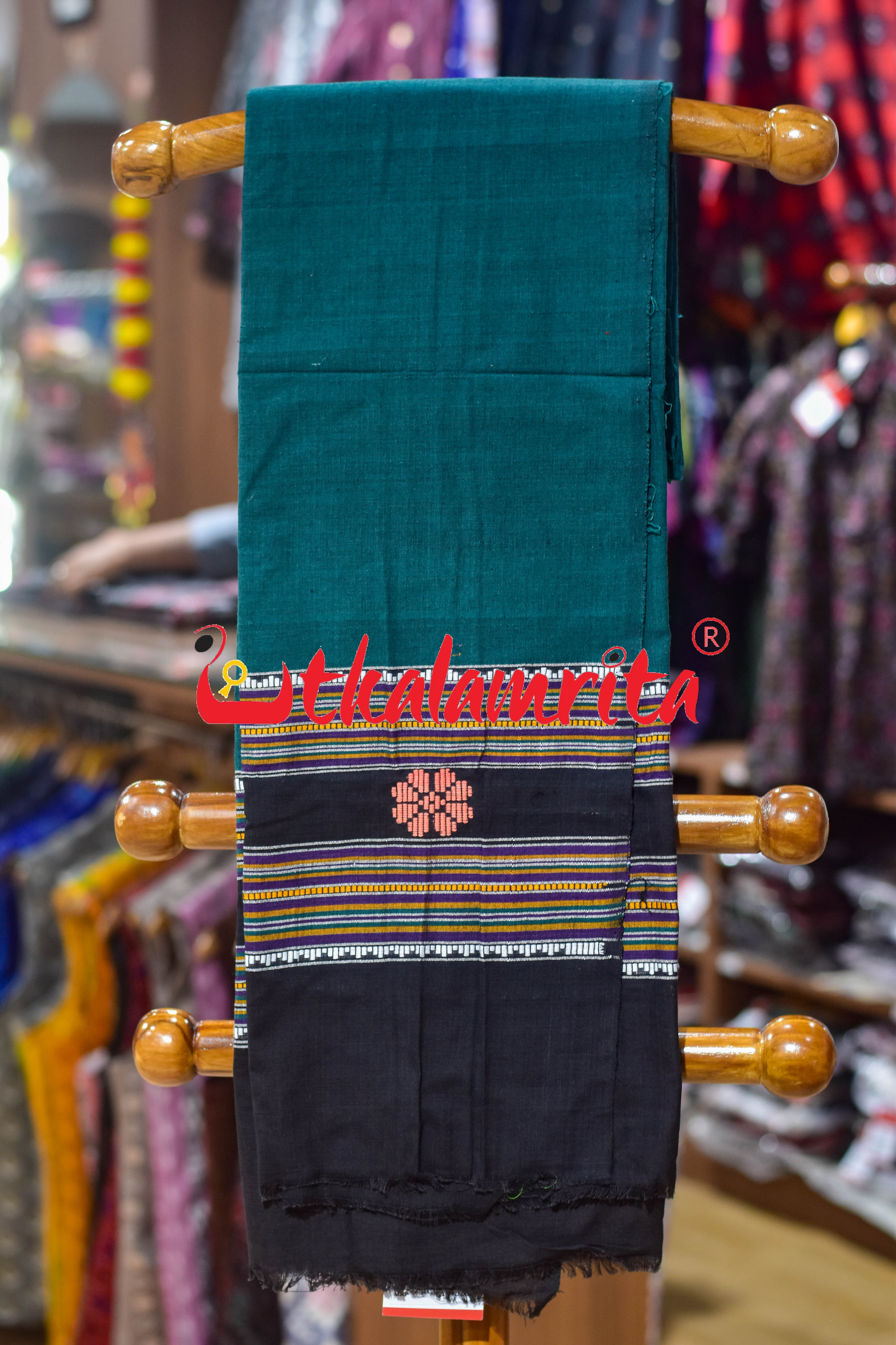 Bottle Green Dhalapathar Cotton (Dupatta)