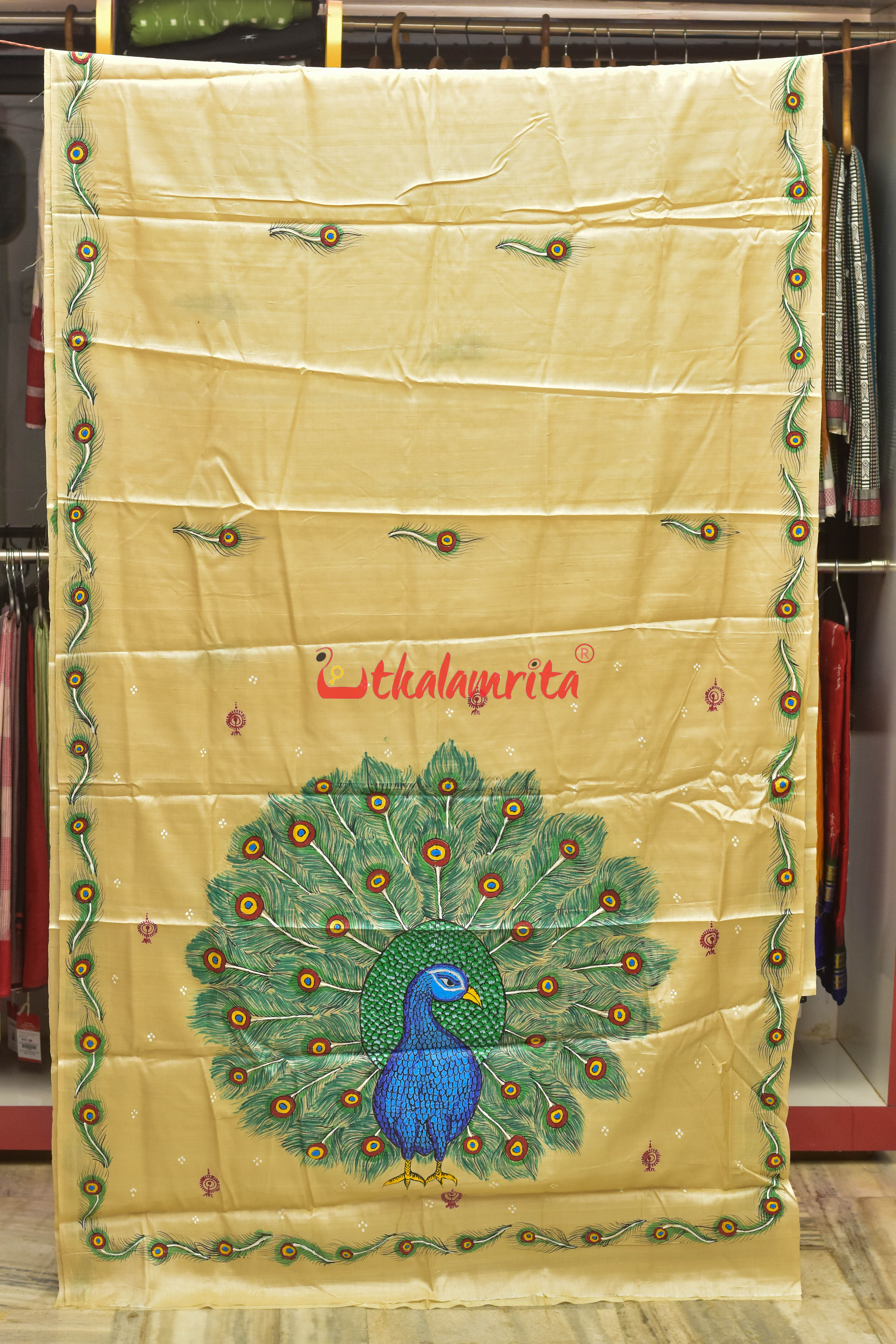 Mayura Theme Pattachitra Tussar Silk Saree