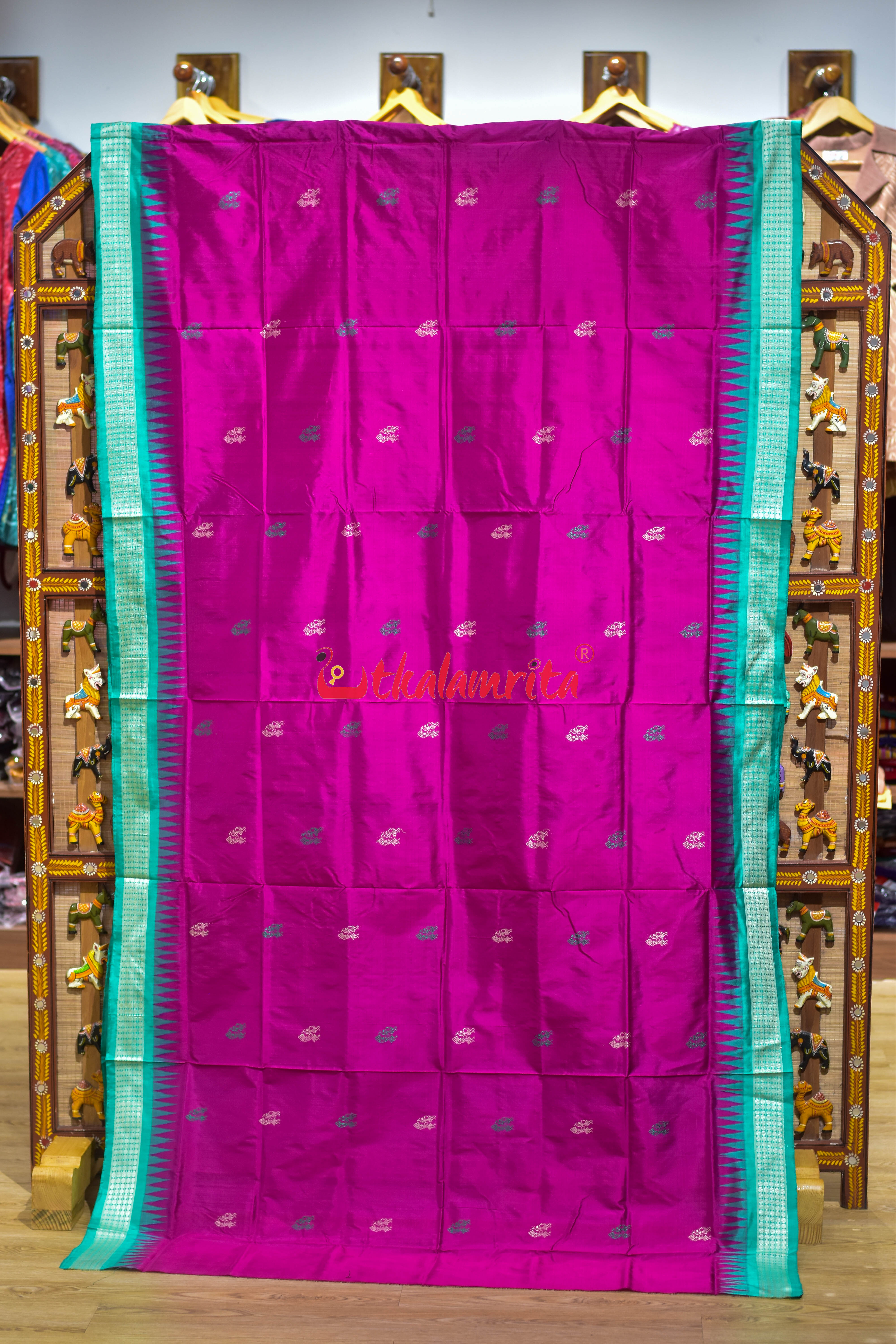 Body Tribals Magenta Bomkai Silk Saree