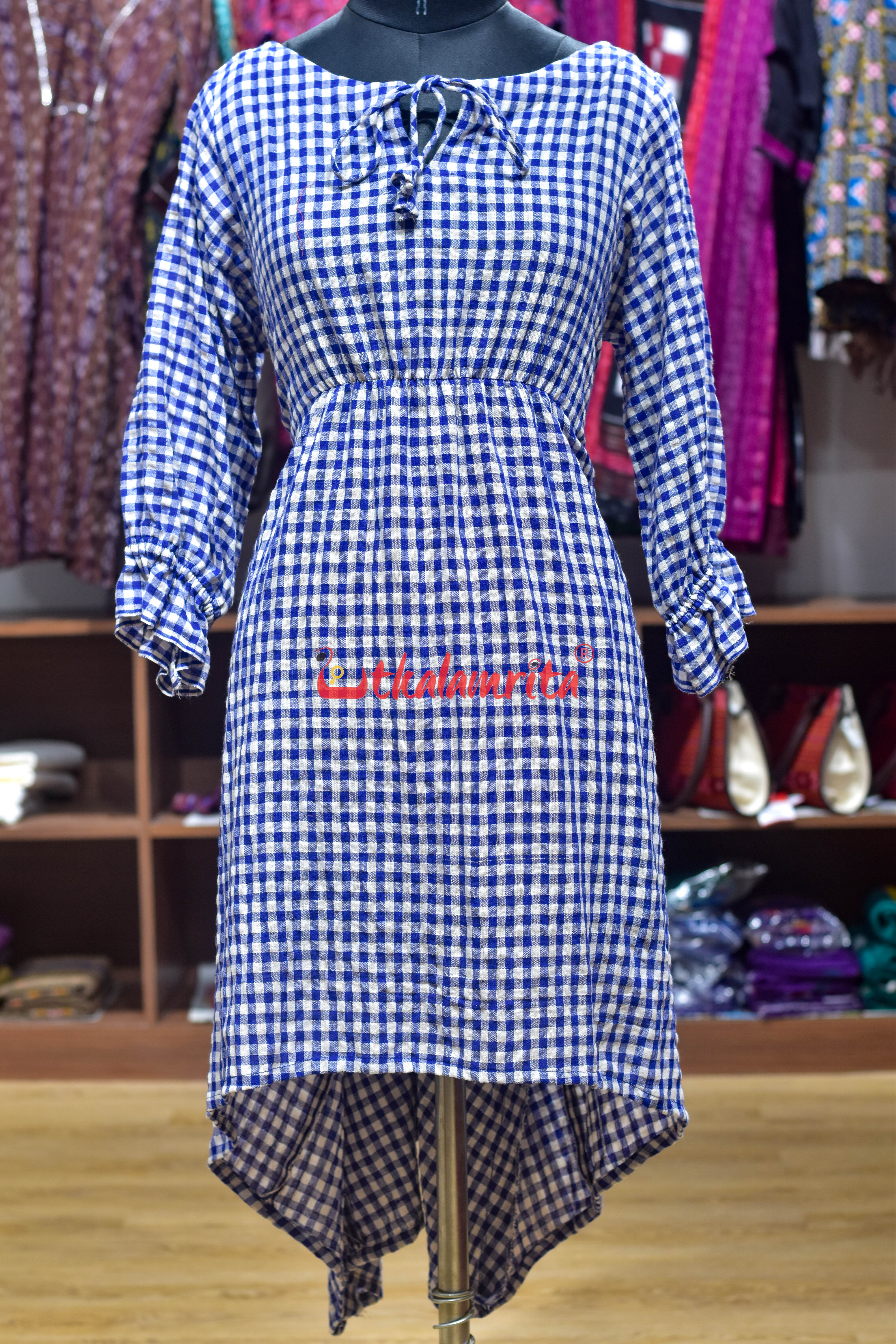 Thick Checks White Blue Kotpad (Ladies' Dress)