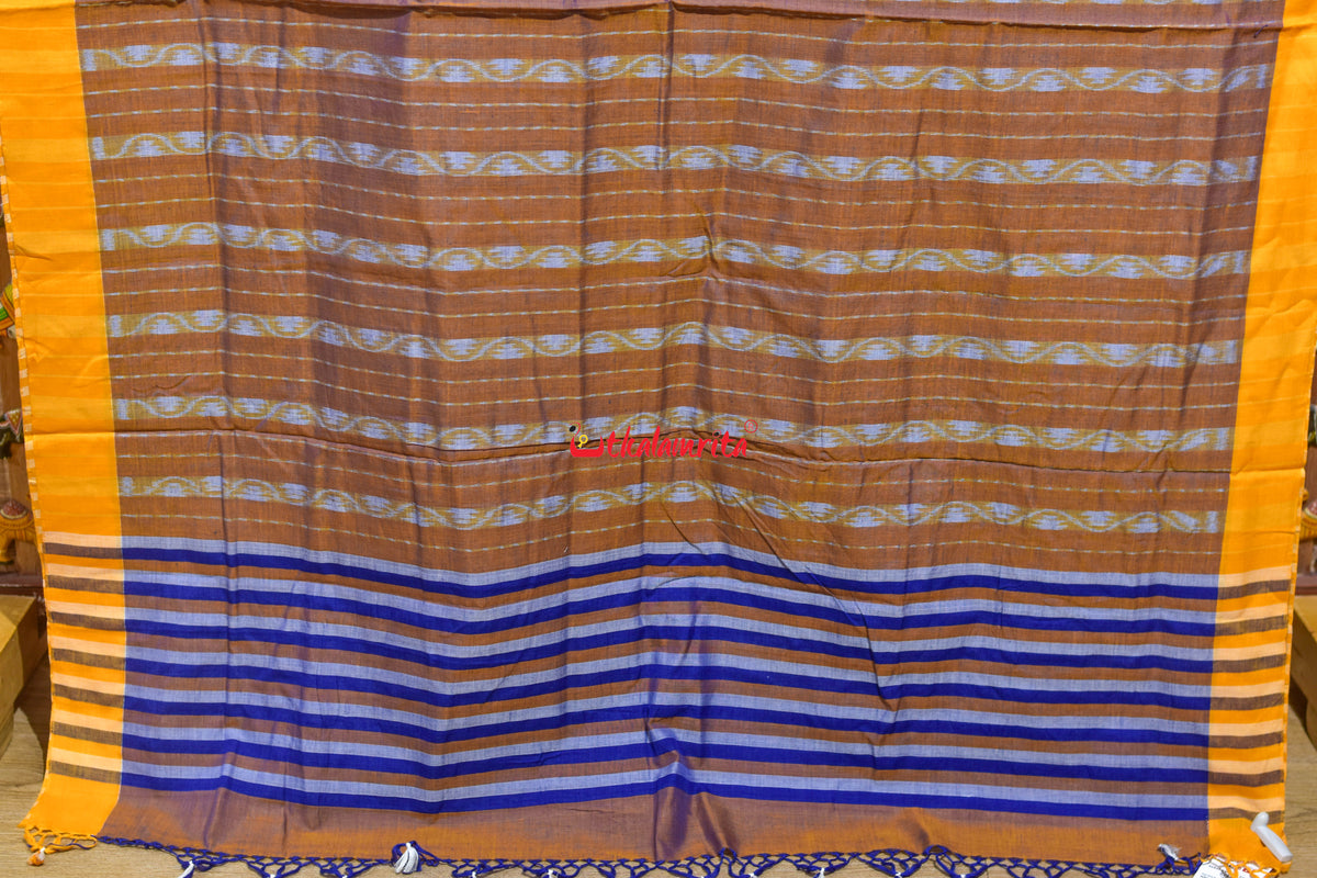 Punji Phula Blue Yellow Maniabandha Cotton Saree