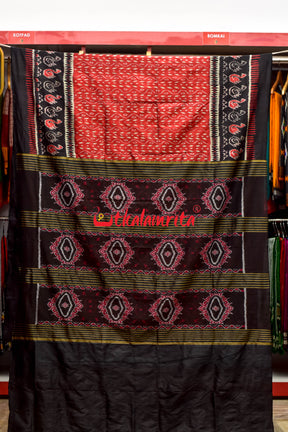 Red Black Bataka Scot Khandua Silk with BP