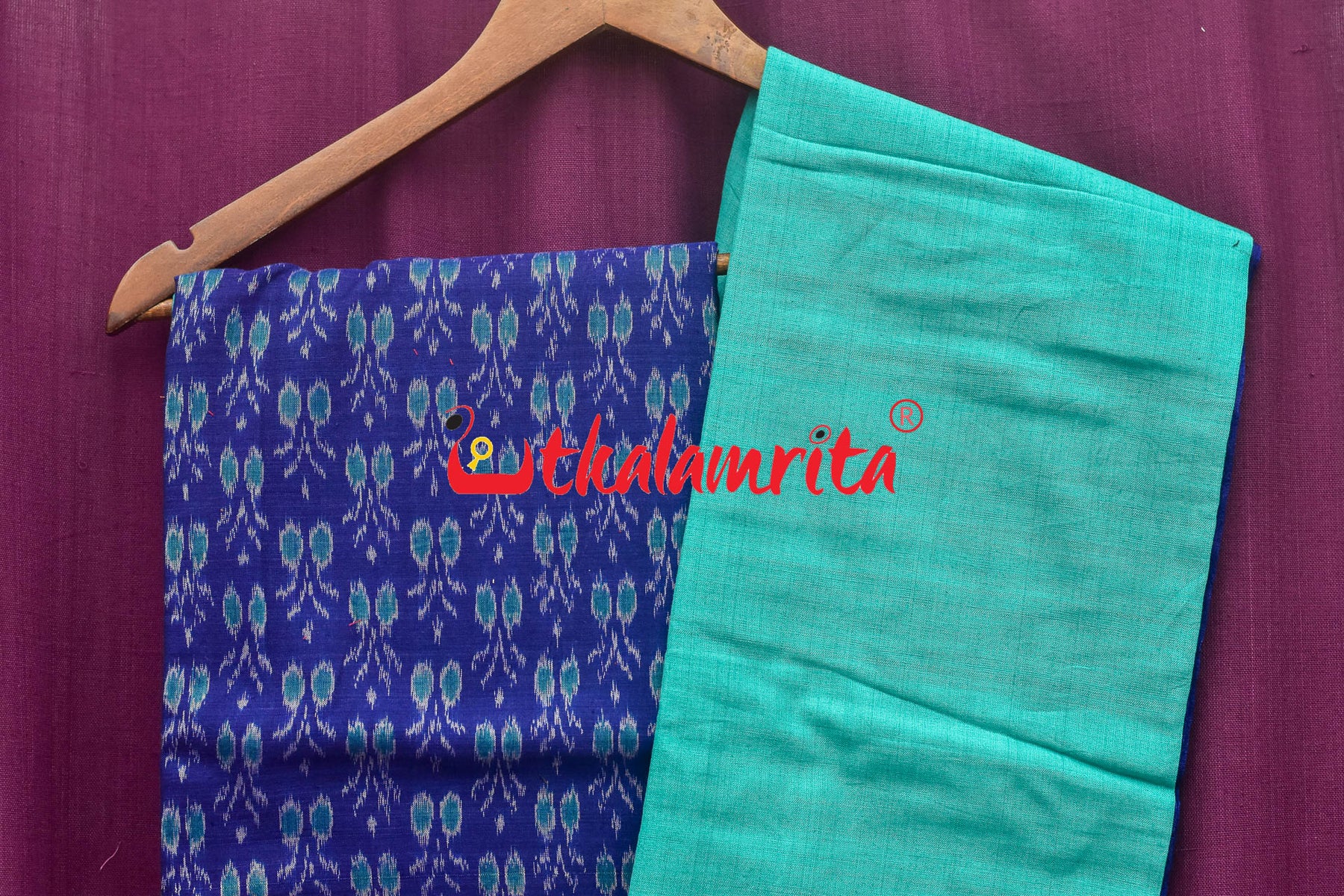 Blue Teal Phuldani Sambalpuri Cotton Dress Set