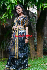 Black Sankha Khandua Silk Saree