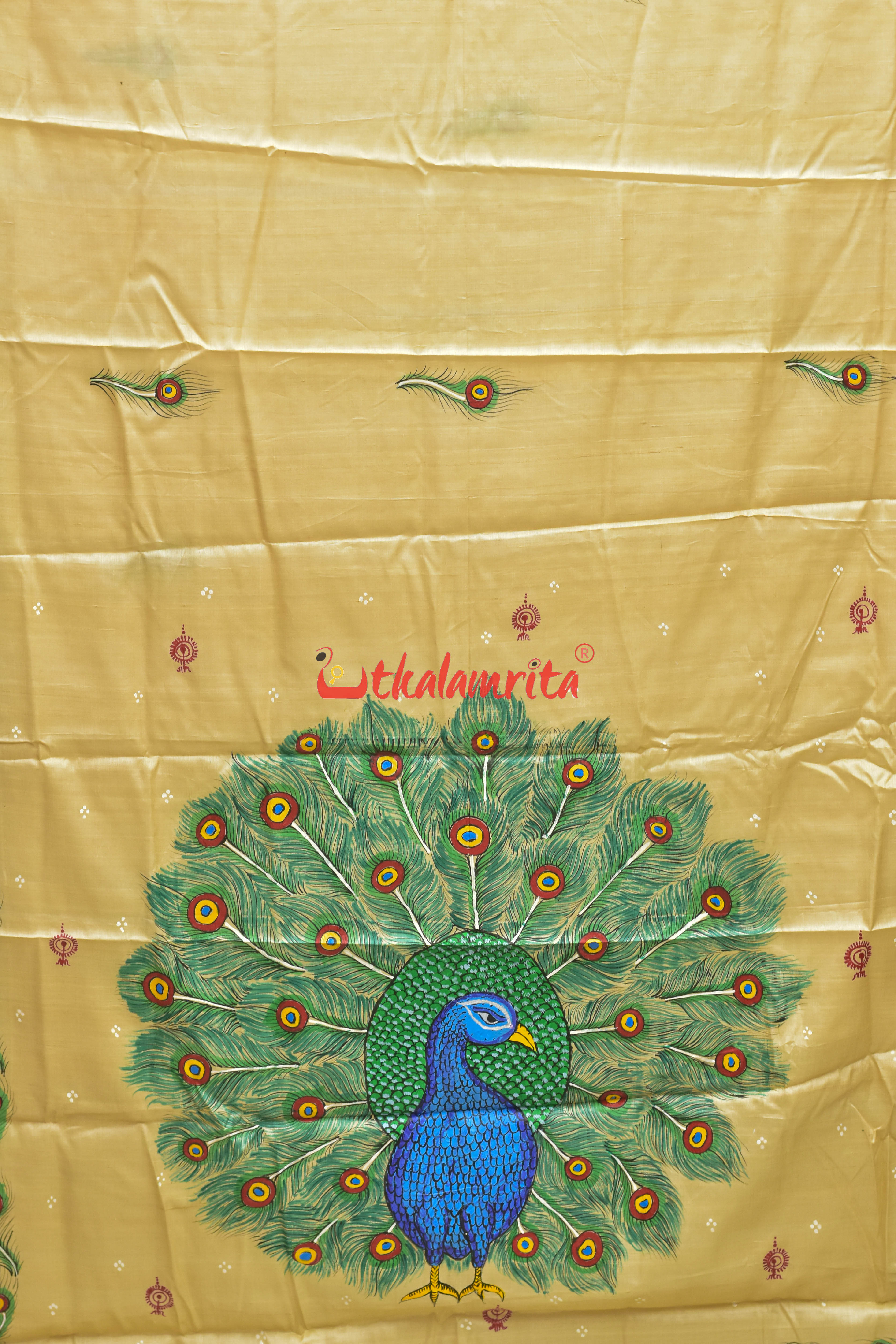 Mayura Theme Pattachitra Tussar Silk Saree