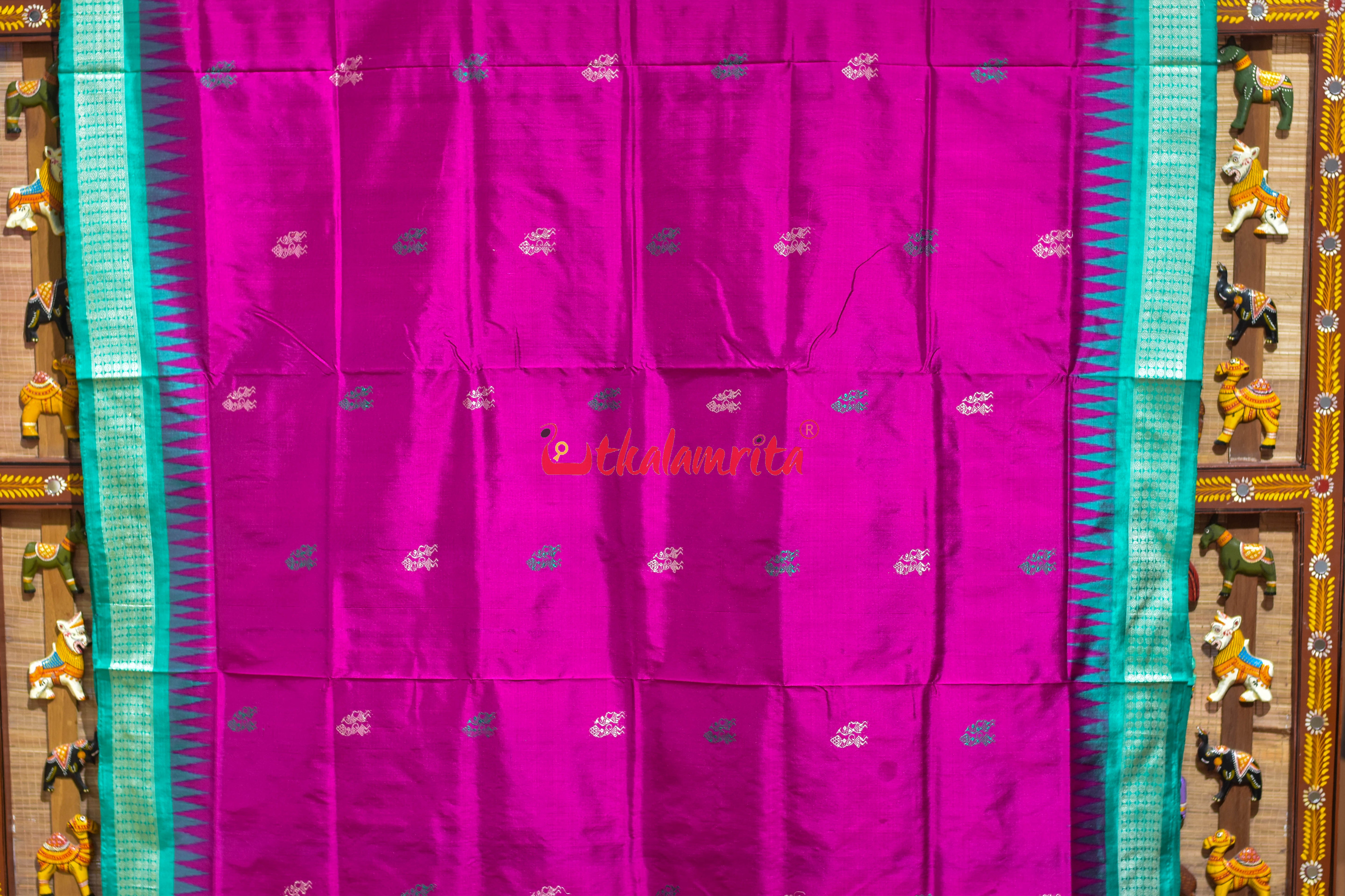 Body Tribals Magenta Bomkai Silk Saree