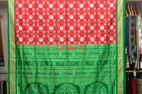 Red Green Pasapali Sambalpuri Silk Saree