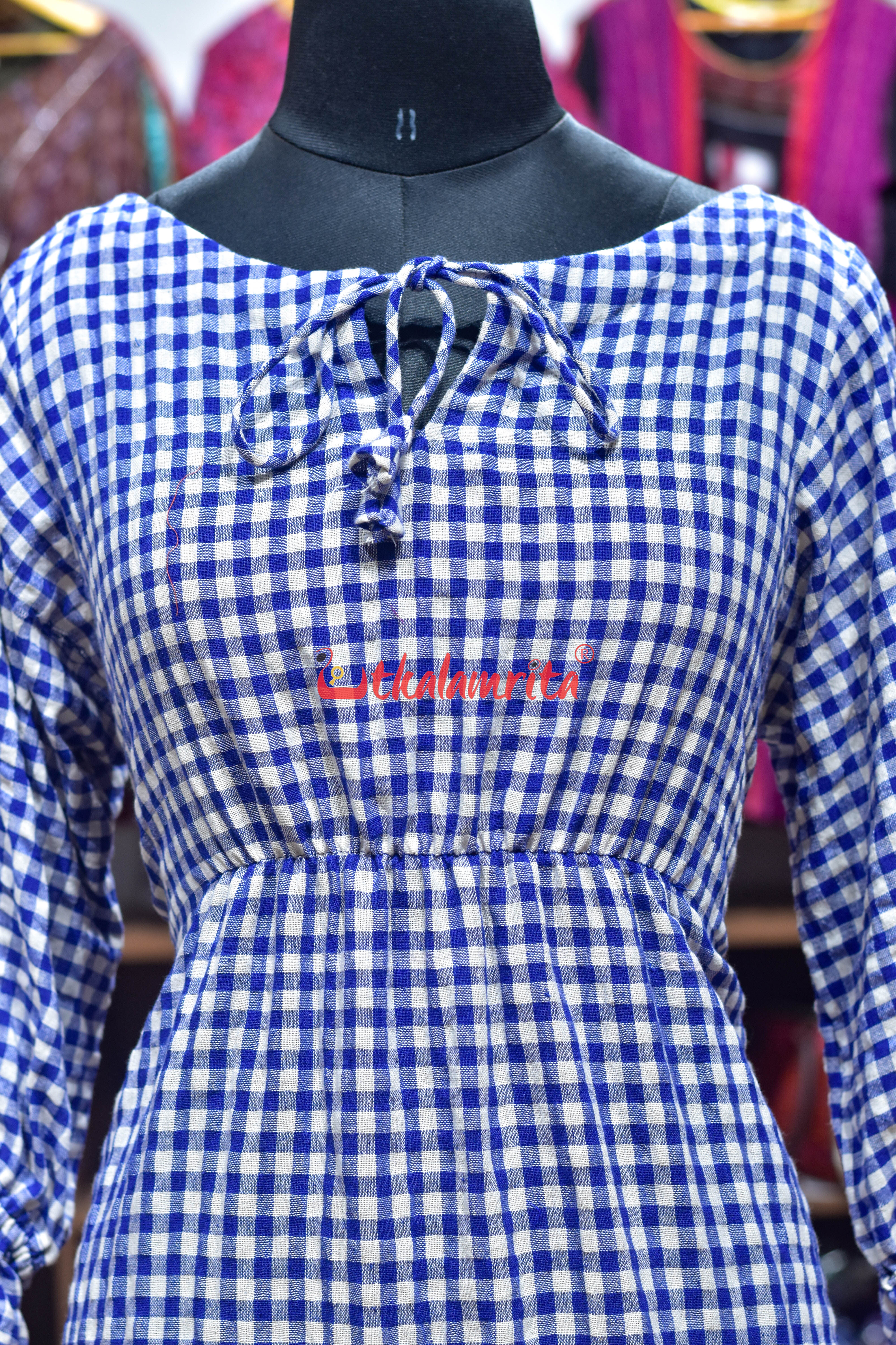 Thick Checks White Blue Kotpad (Ladies' Dress)