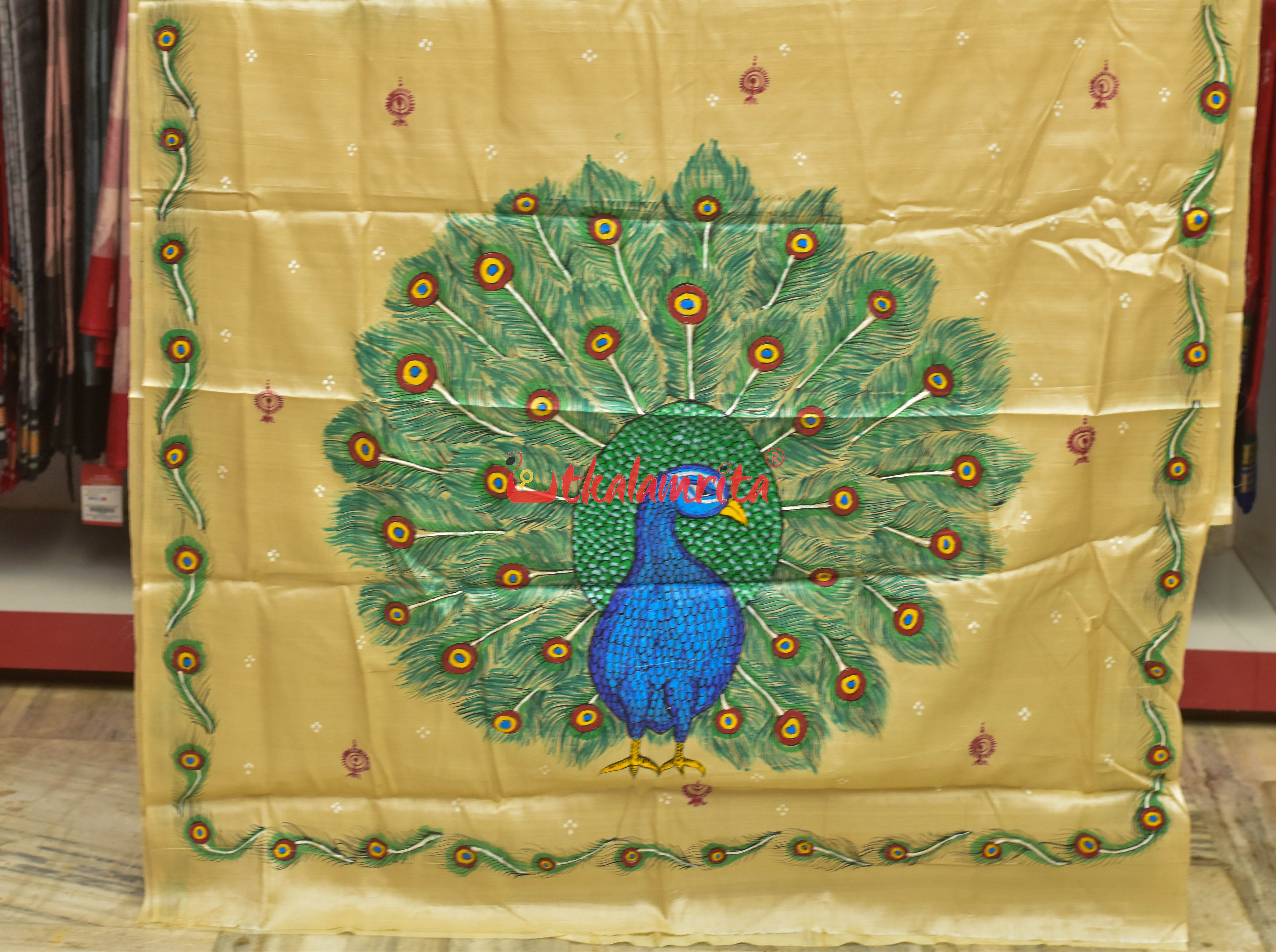 Mayura Theme Pattachitra Tussar Silk Saree