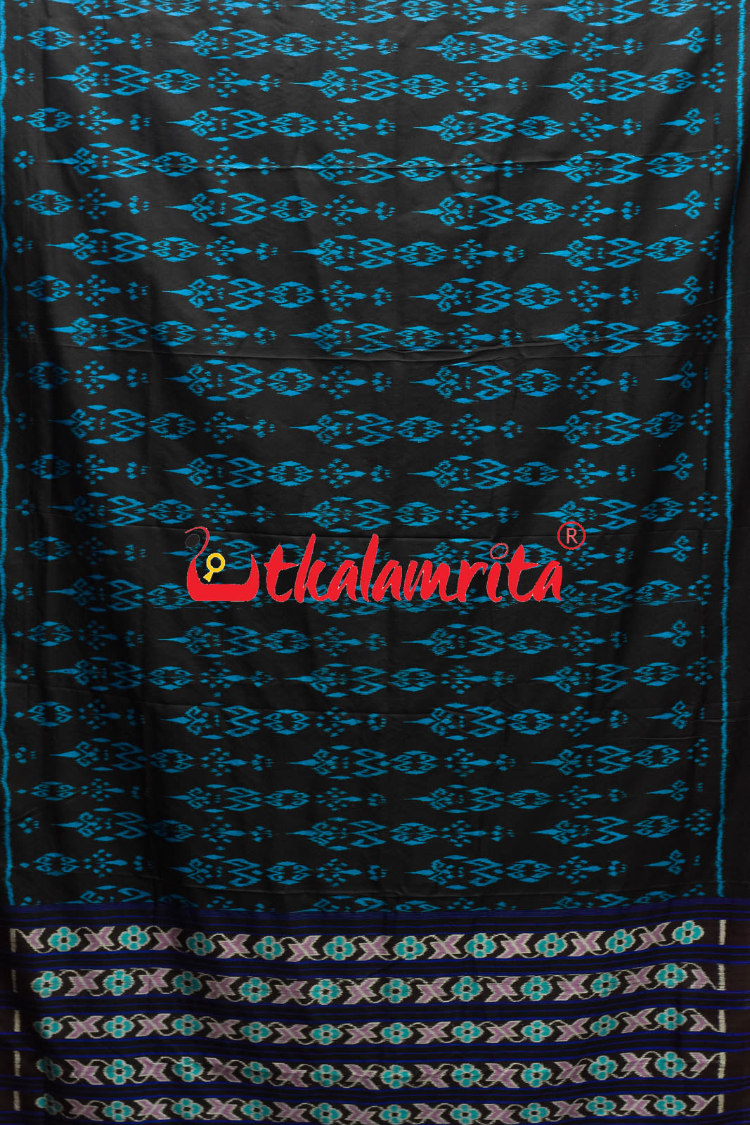 Copper Solphet Black Combodian Ikat Silk Saree