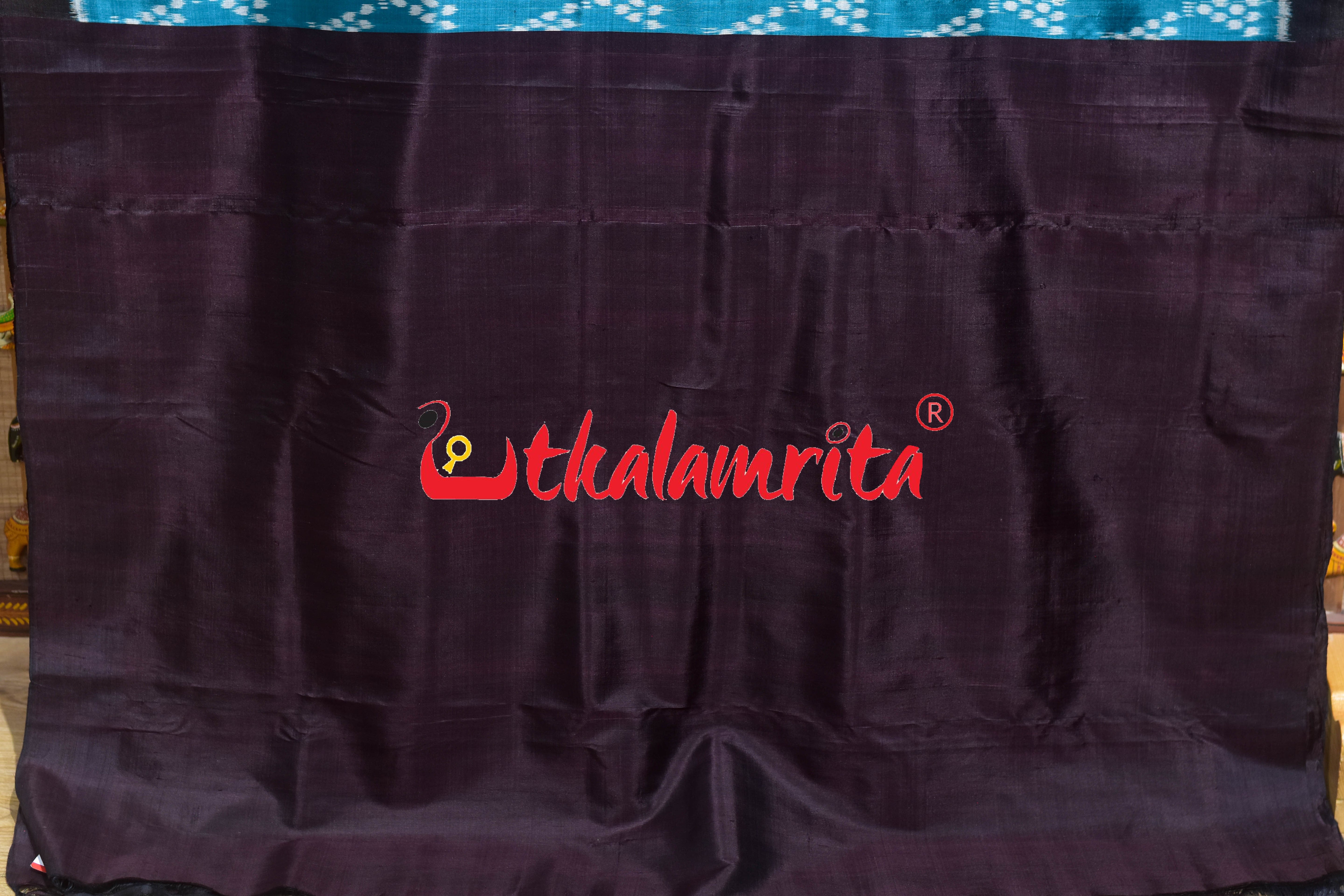 Aqua Blue Chitta Khandua Silk Saree
