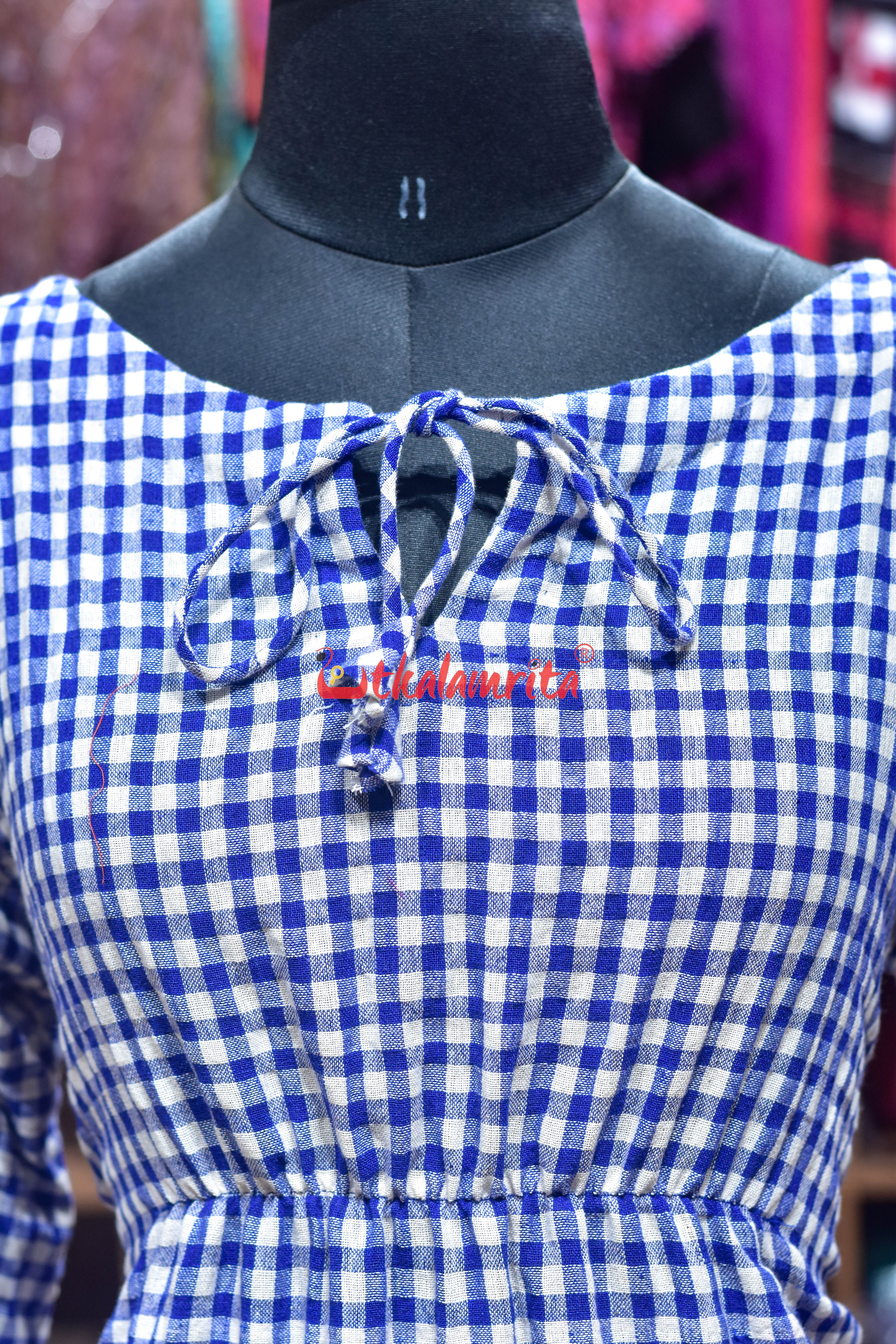 Thick Checks White Blue Kotpad (Ladies' Dress)