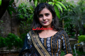 Black Sankha Khandua Silk Saree