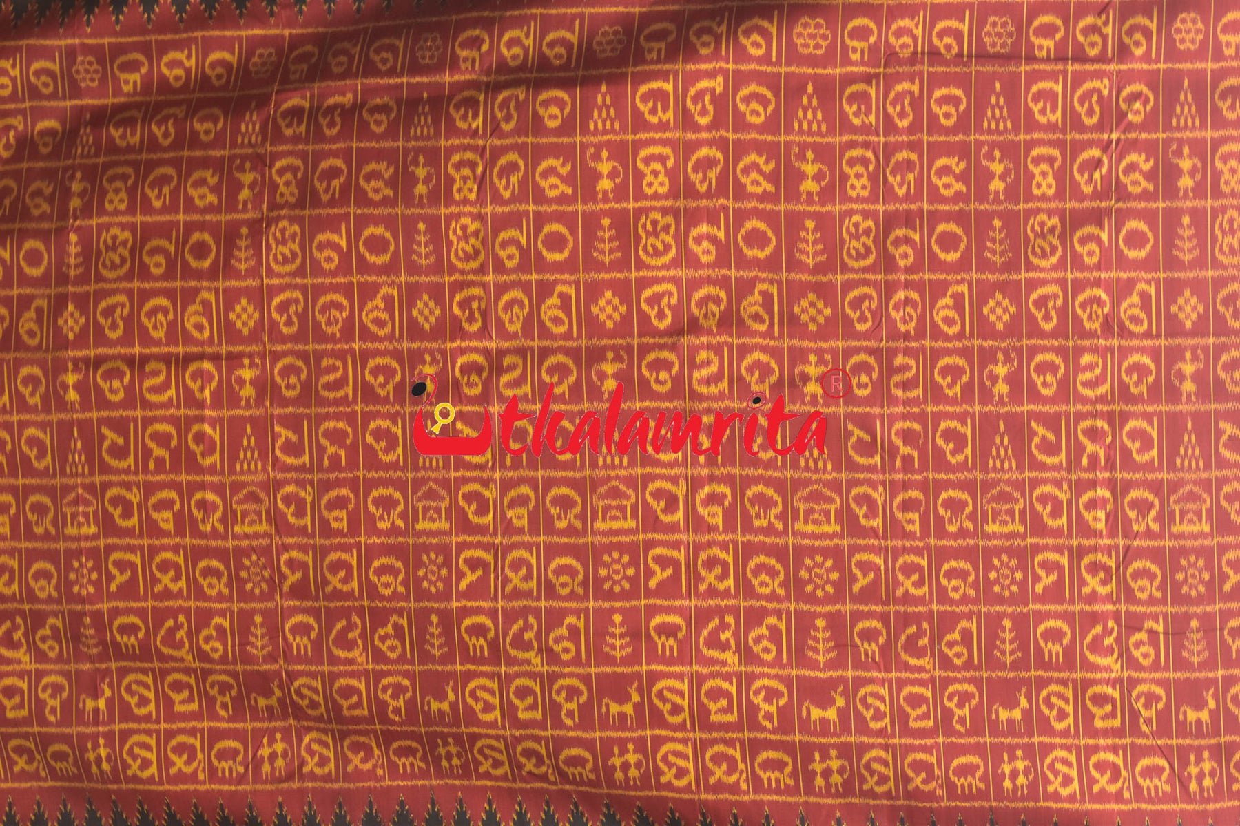 Odia Letters on Maroon Silk (Saree)