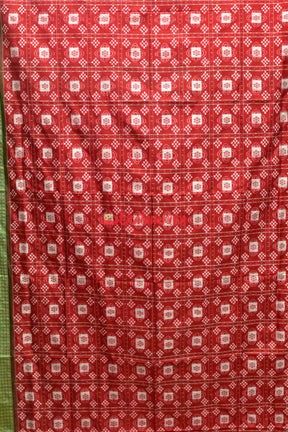 Red Green Pasapali Sambalpuri Silk Saree