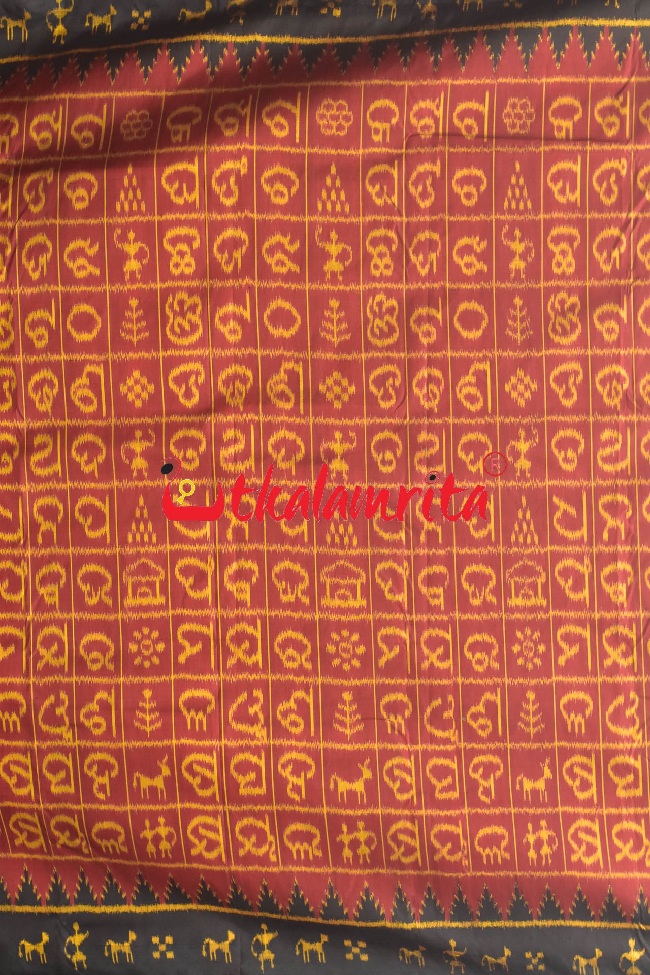 Odia Letters on Maroon Silk (Saree)