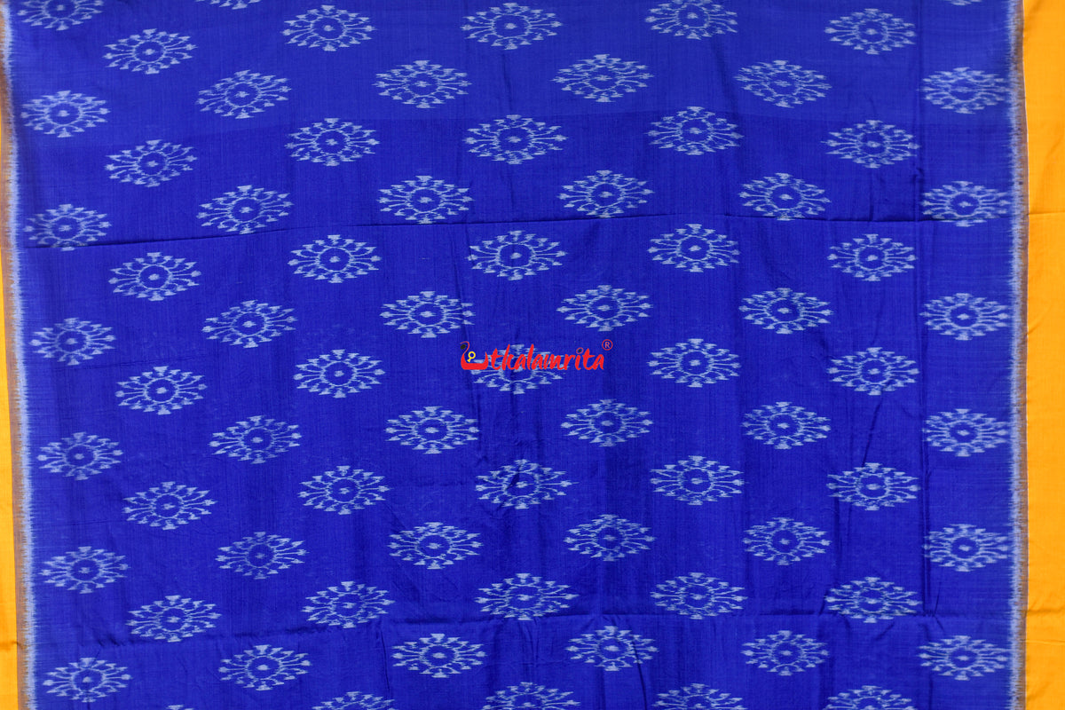 Punji Phula Blue Yellow Maniabandha Cotton Saree