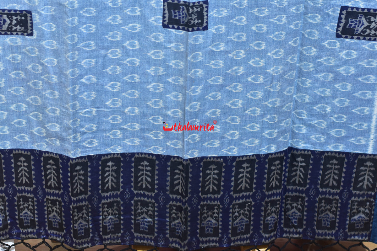 Blue Hearts Single Ikat Tribal Jharaka Anchal Designer Saree