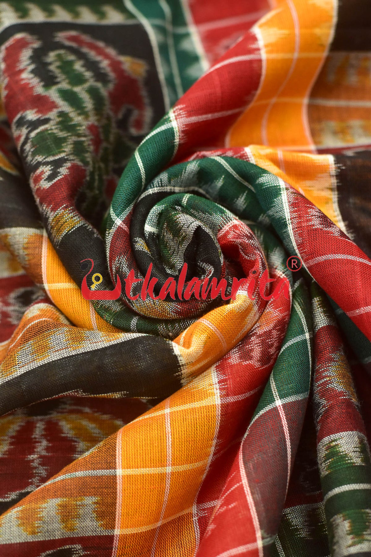 Utkala Lakhmi Dark Green Sambalpuri (fabric)