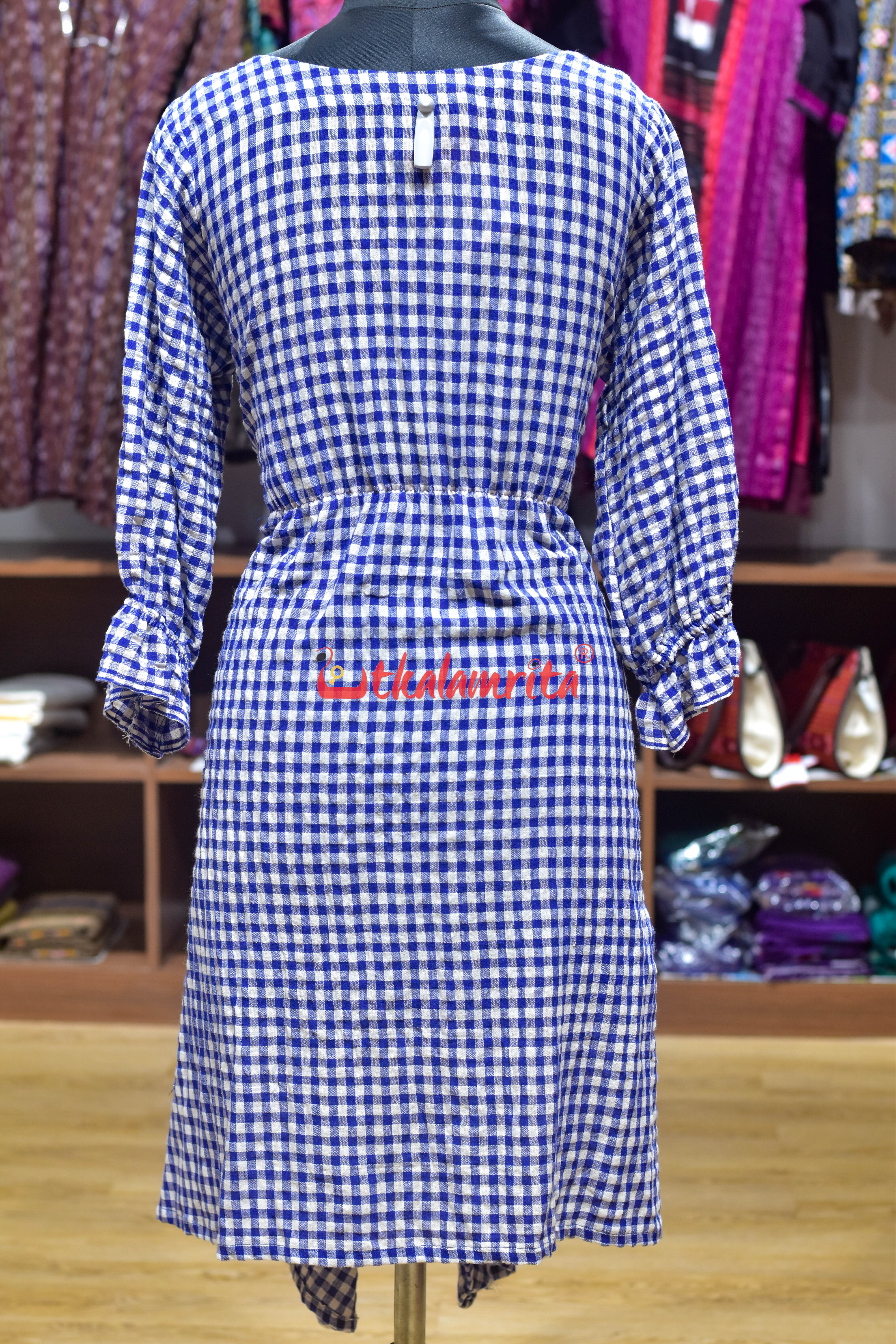 Thick Checks White Blue Kotpad (Ladies' Dress)