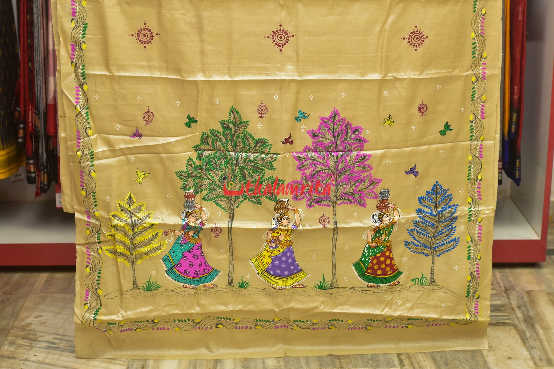 Kalashi Kanya Pattachitra Tussar Silk Saree