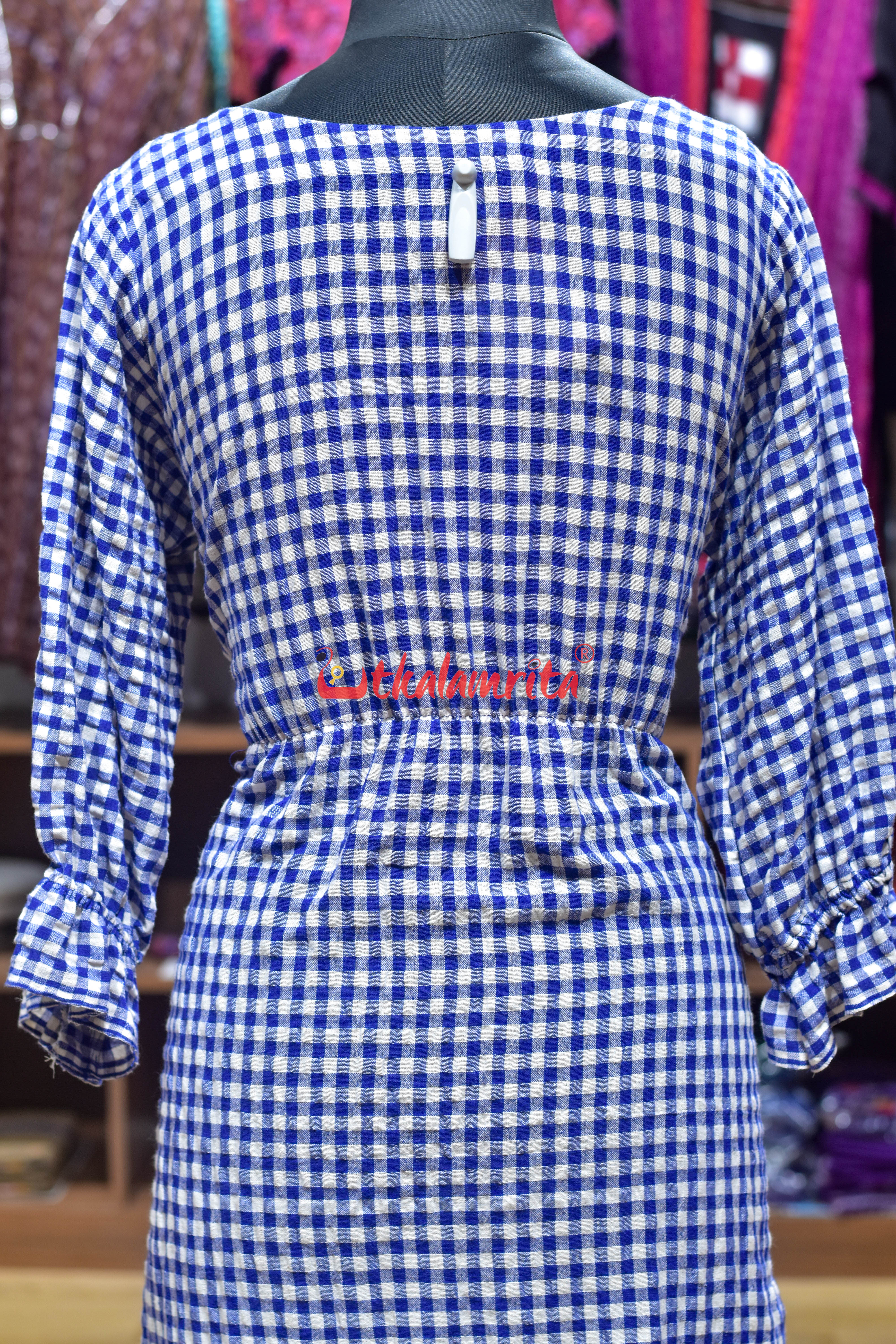 Thick Checks White Blue Kotpad (Ladies' Dress)